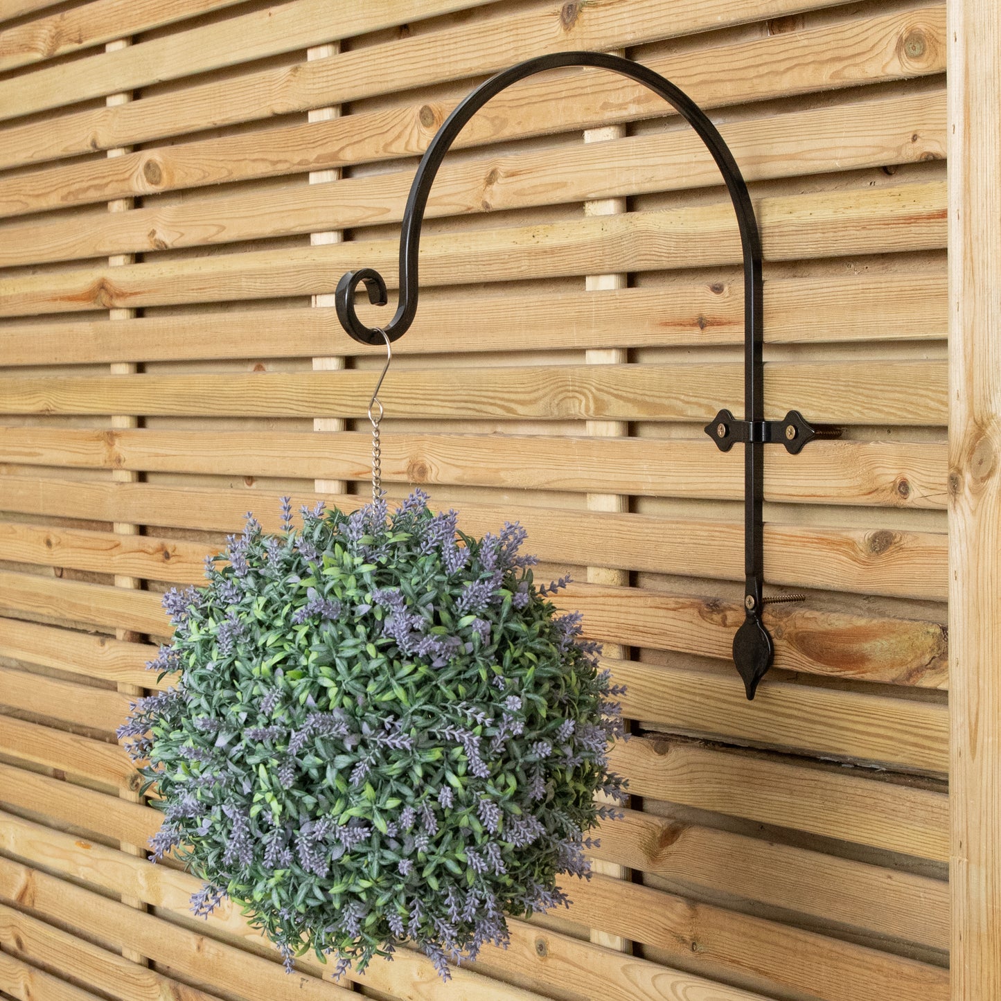 38cm Black Handcrafted Metal Garden Wall Bracket Hook for Hanging Baskets