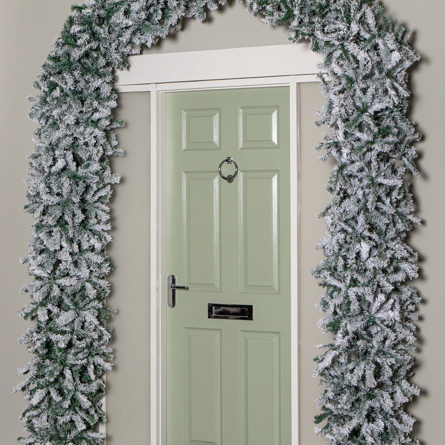 8ft (2.60m) Samuel Alexander Double Door Snow Flocked Christmas Tree Arch with 2000 Tips