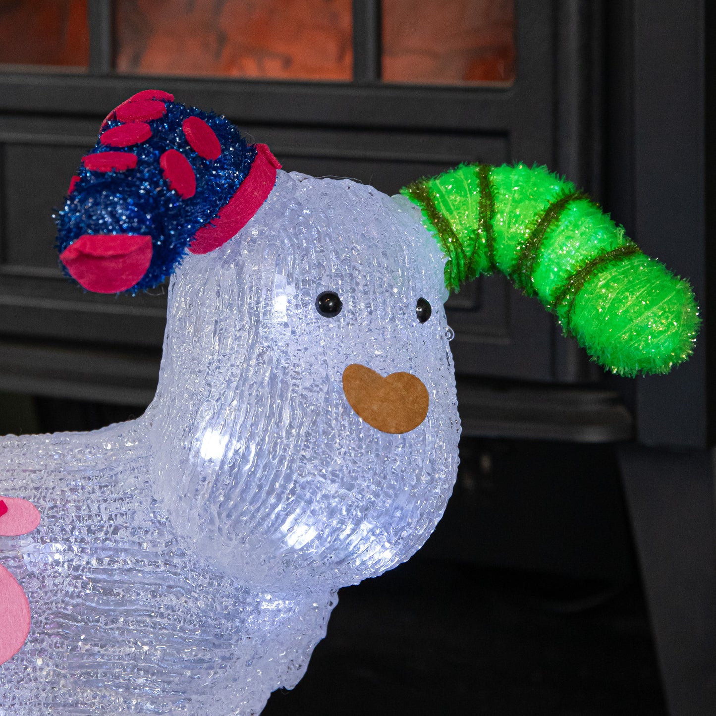 31cm Battery Operated Light up The Snowdog Christmas Acrylic Decoration with Ice White LEDs