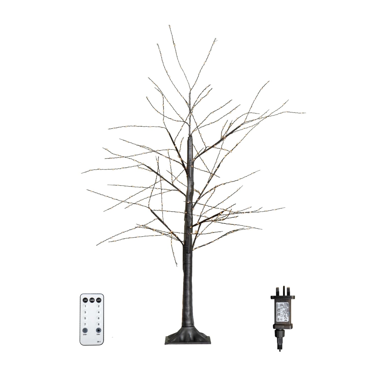 Factory Seconds: 4ft (1.2m) Tall Light up Black Micro Dot Christmas Tree with 400 Warm White LEDs and Remote Control