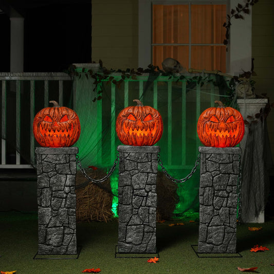 97cm x 1.2m Battery Powered Light up Halloween Pumpkin Fence with LEDs