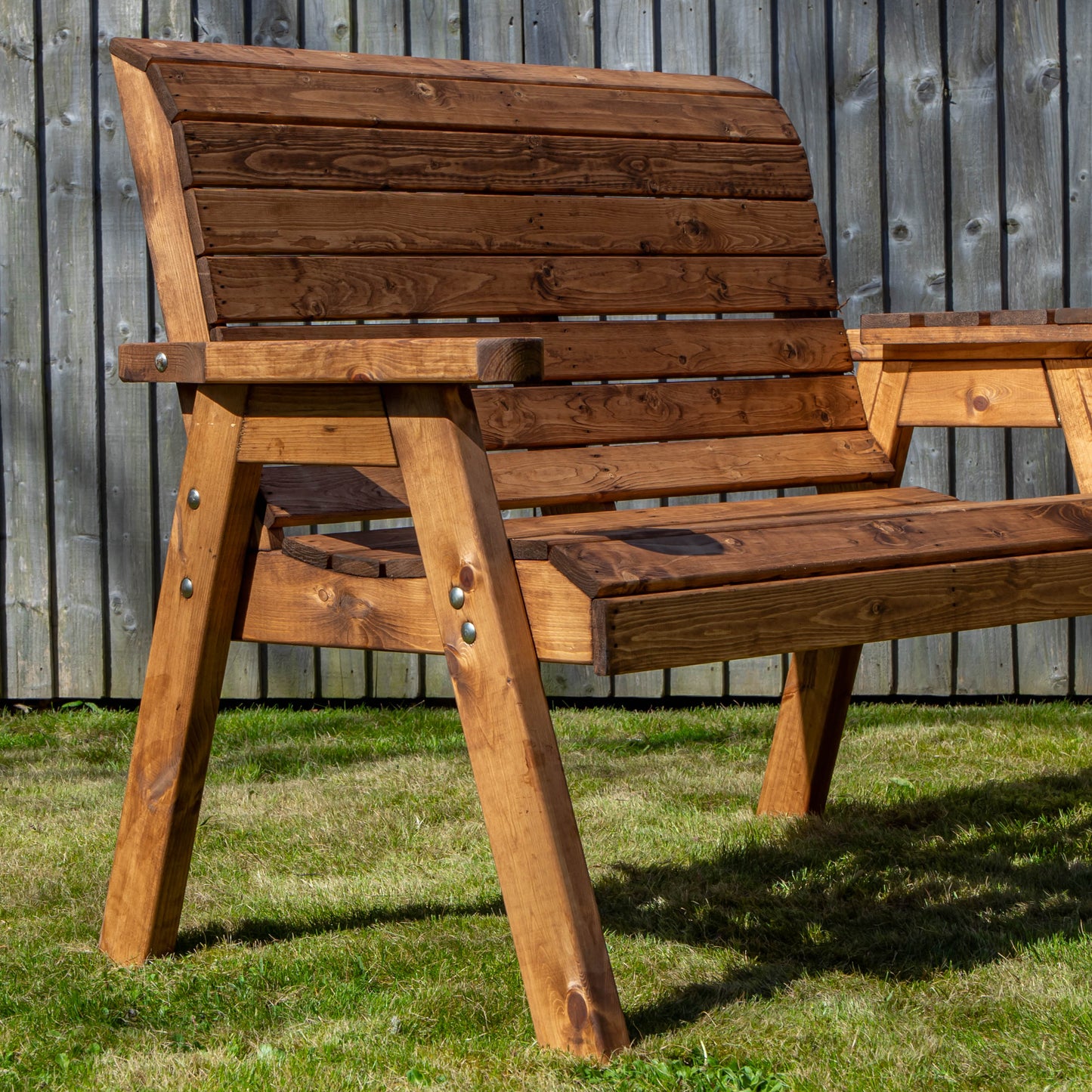 Charles Taylor Hand Made Traditional 2 Seater Chunky Rustic Wooden Garden Bench Furniture Flat Packed