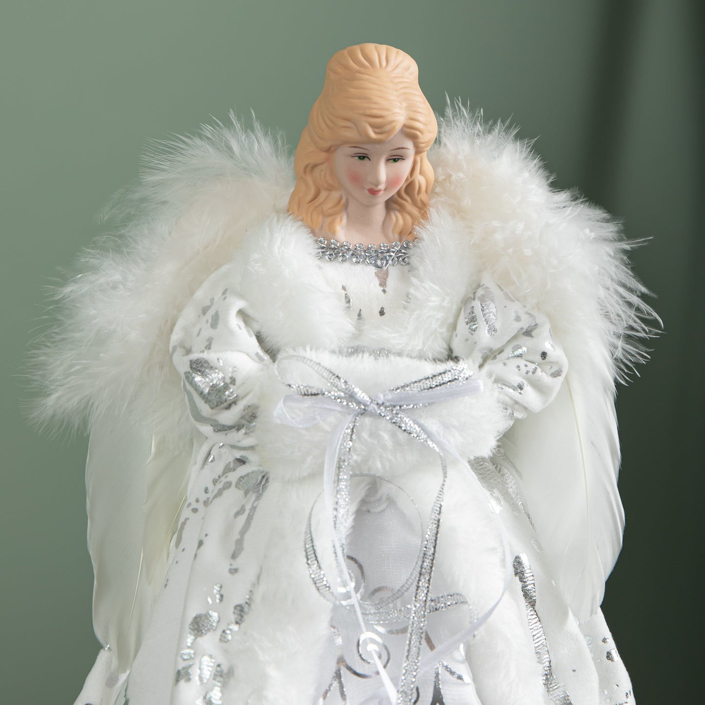 30cm Battery Powered Light up Christmas Angel Tree Topper with LEDs