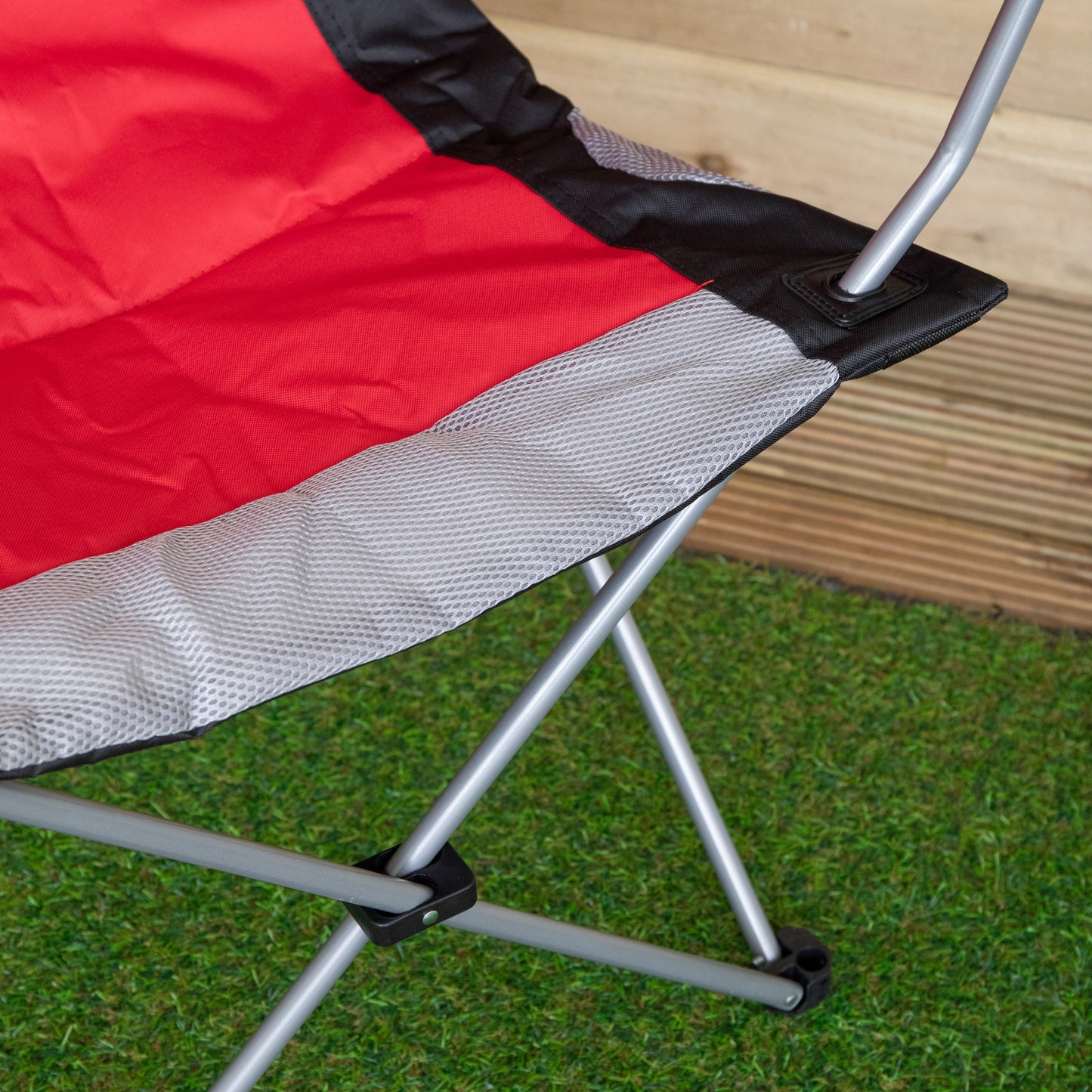 Luxury Padded High Back Outdoor Folding Chair with Cupholder in Red