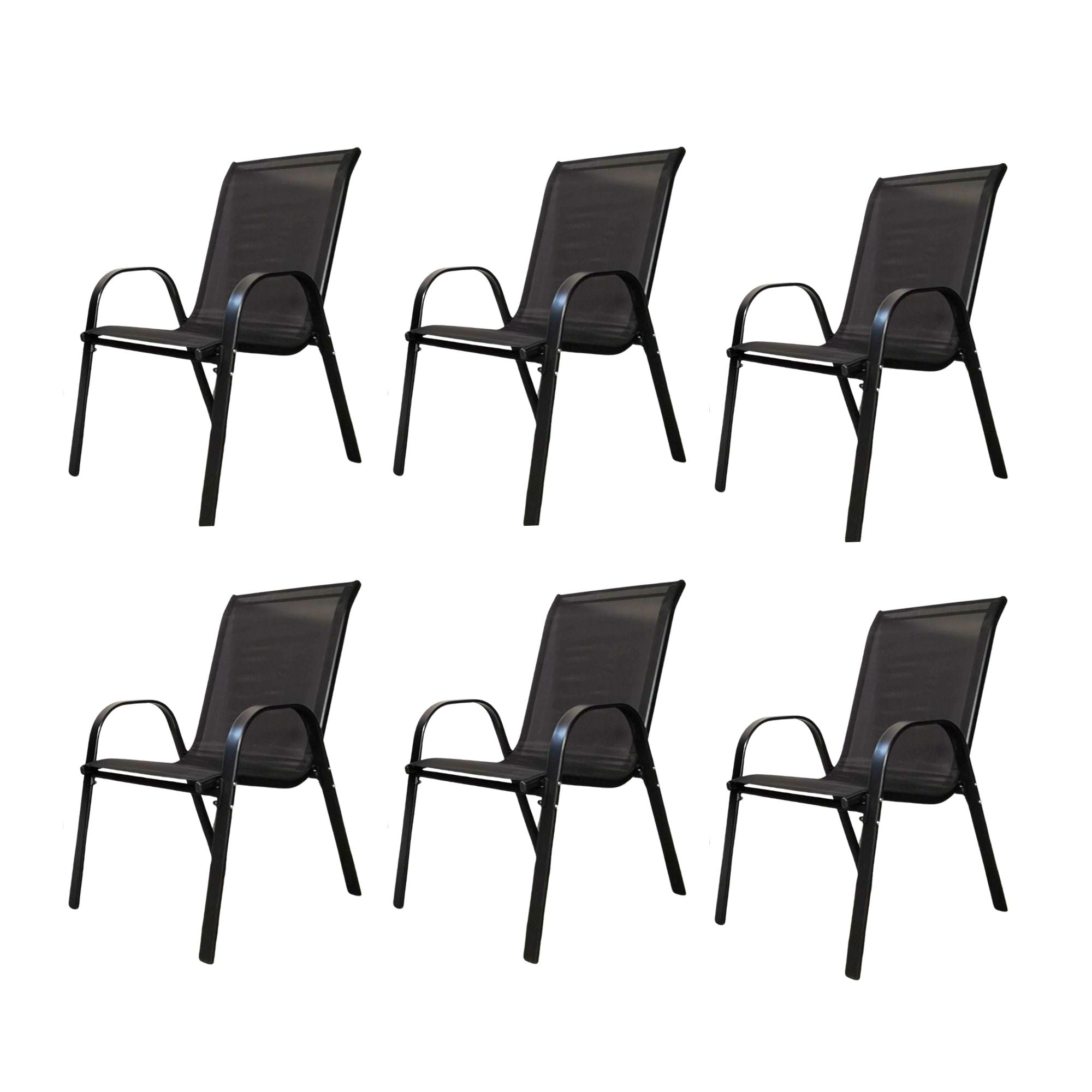 Set of 6 Outdoor Garden Patio Textilene Furniture Chairs in Black
