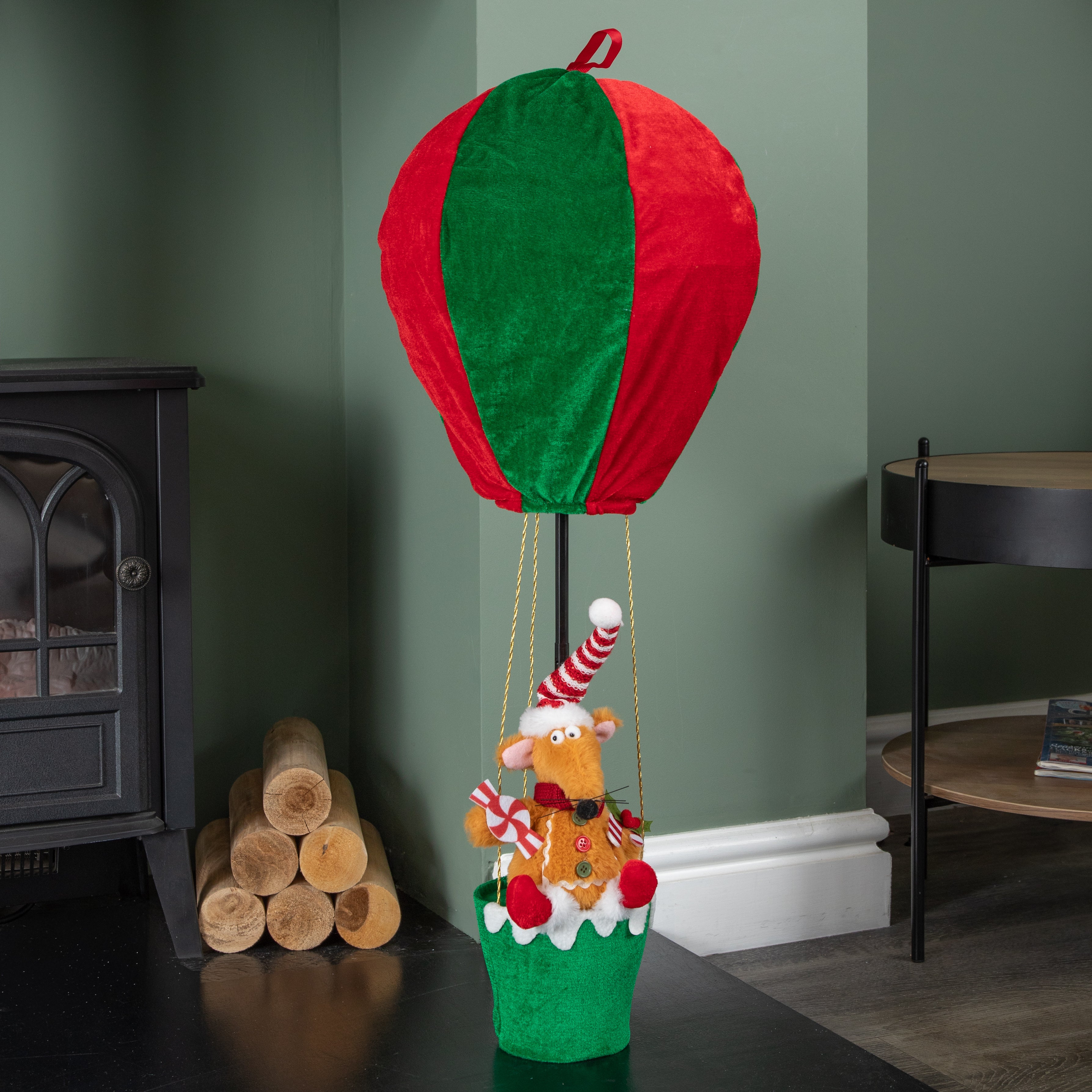 80cm Red and Green Razza Rat Hot Air Balloon Hanging Christmas Decoration
