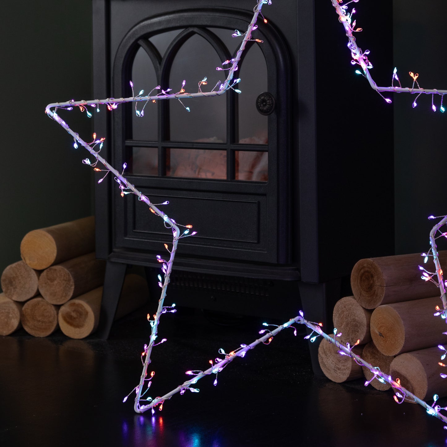 60cm Light up Metal Hanging Christmas Star Decoration with 280 Rainbow LEDs