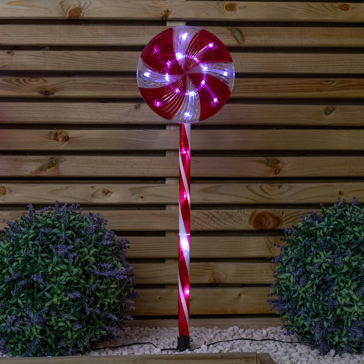 58cm Light up Red and White Candy Pop Christmas Pathfinders with 63 White LEDs