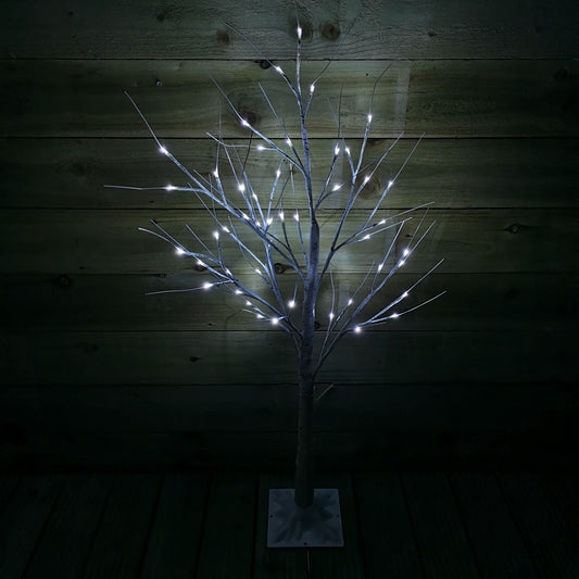 Factory Seconds: 1.2m (4ft) Indoor Outdoor Christmas Lit Birch Tree with 48 Ice White LEDs
