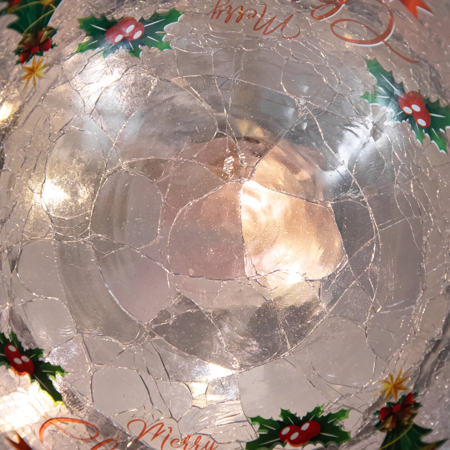 15cm Battery Operated Light up Santa and Friends Christmas Crackle Ball with LEDs