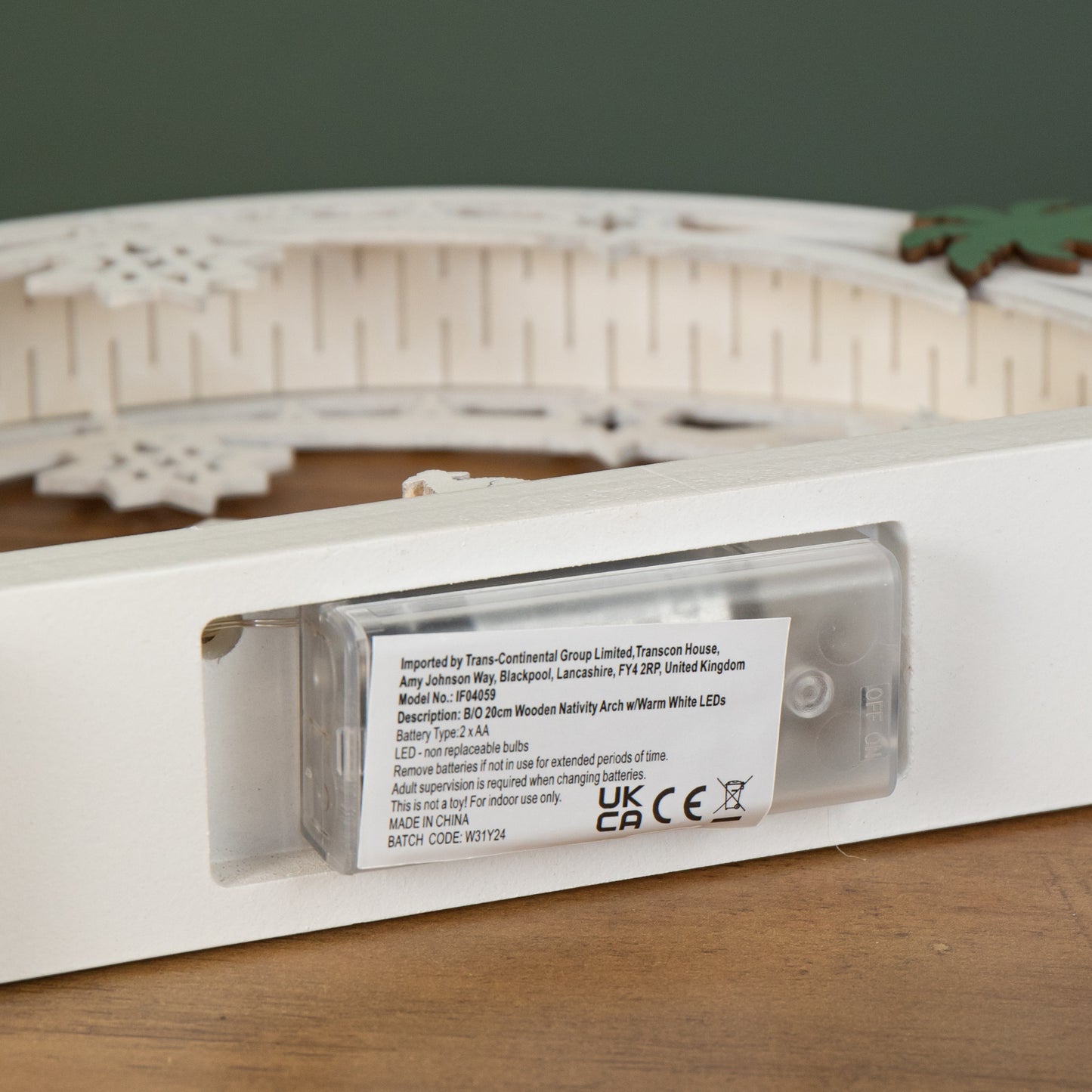 20cm Battery Operated Warm White LED Wooden Arch Nativity Scene Christmas Decoration