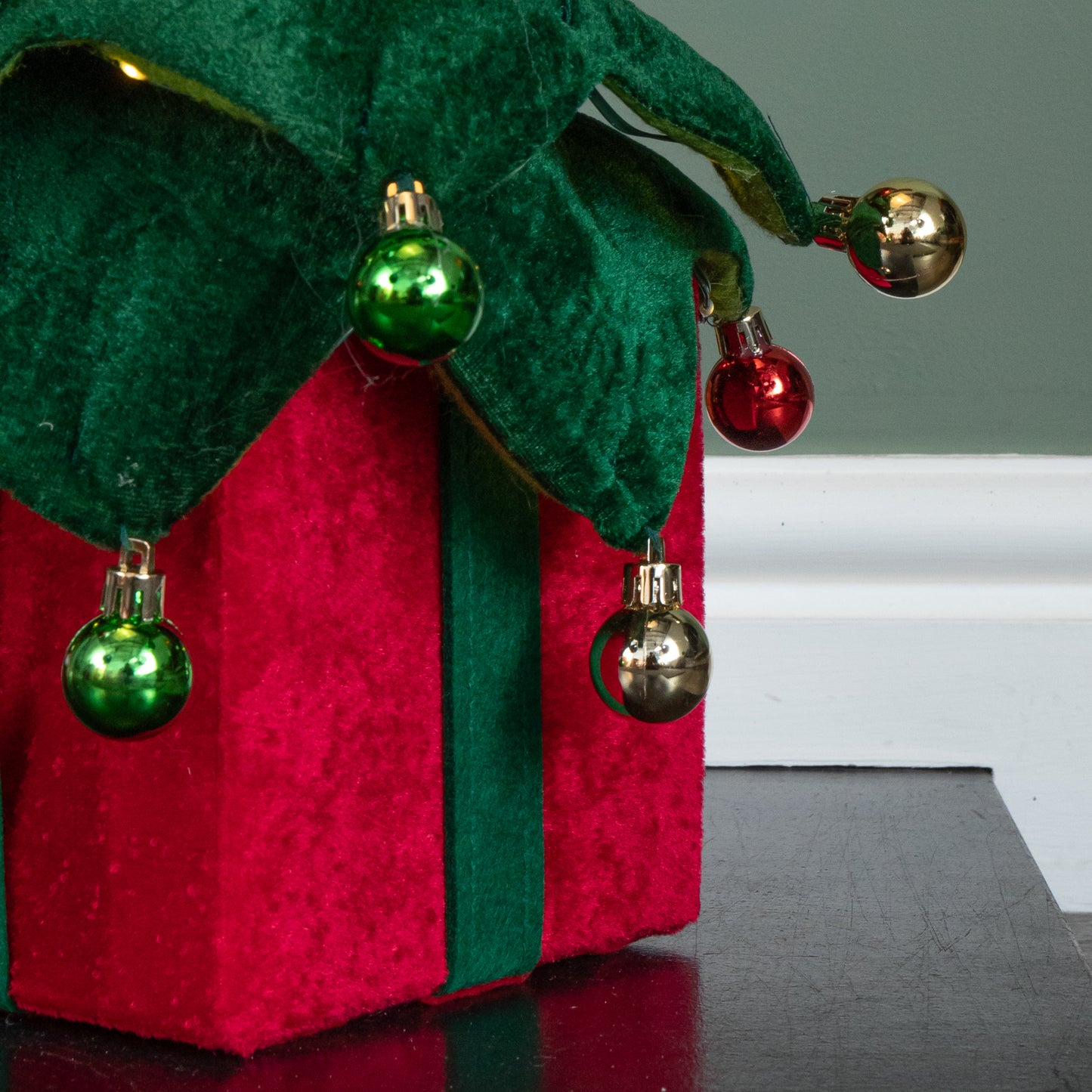 49cm Battery Powered Light up Christmas Tree with Baubles and Warm White LEDs