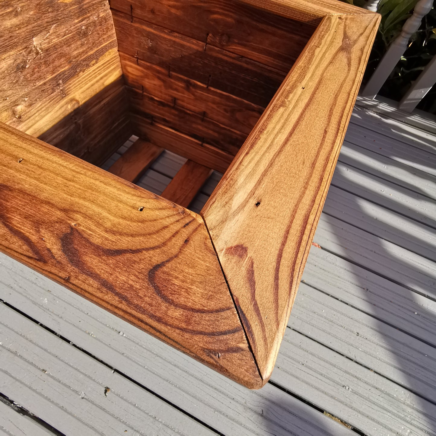 46cm x 46cm Large Rustic Chunky Wooden Garden Square Planter