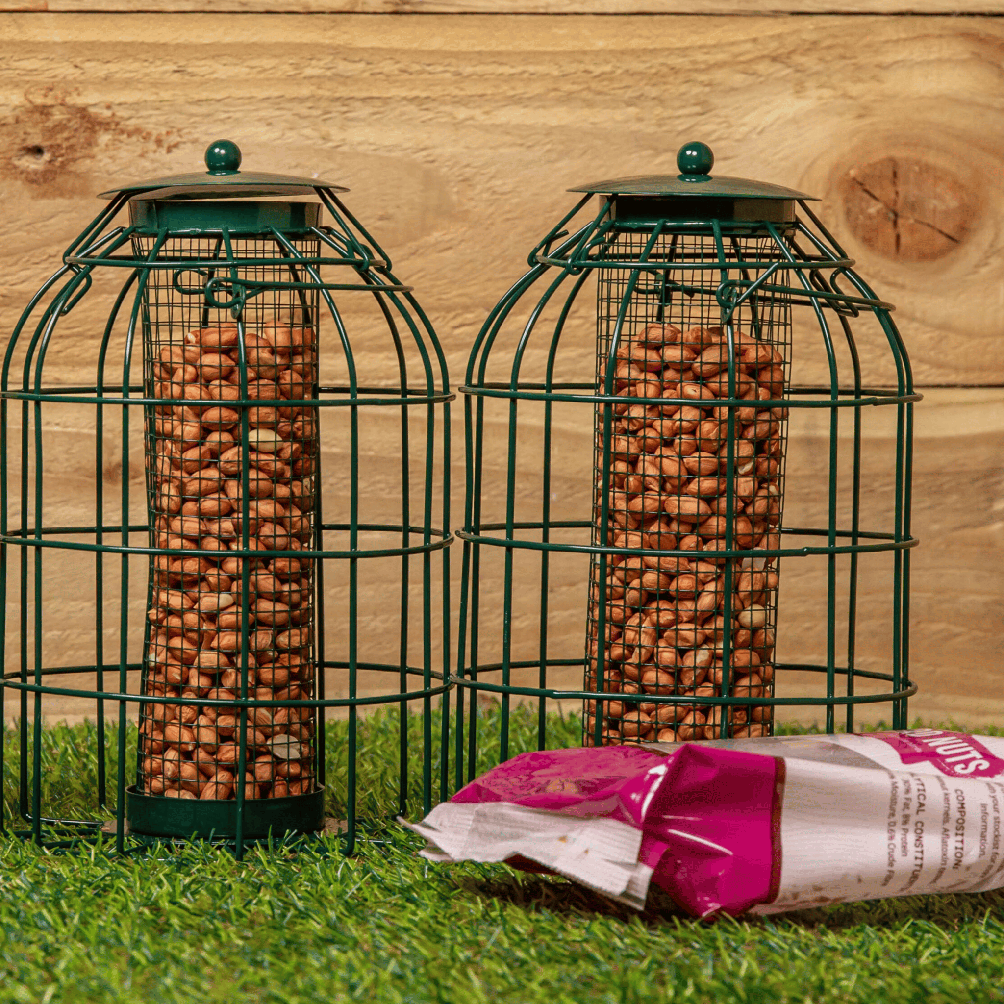 Pack of 2 Samuel Alexander Metal Hanging Bird Nut Feeder with Squirrel Guard & Pack of Nut Feed