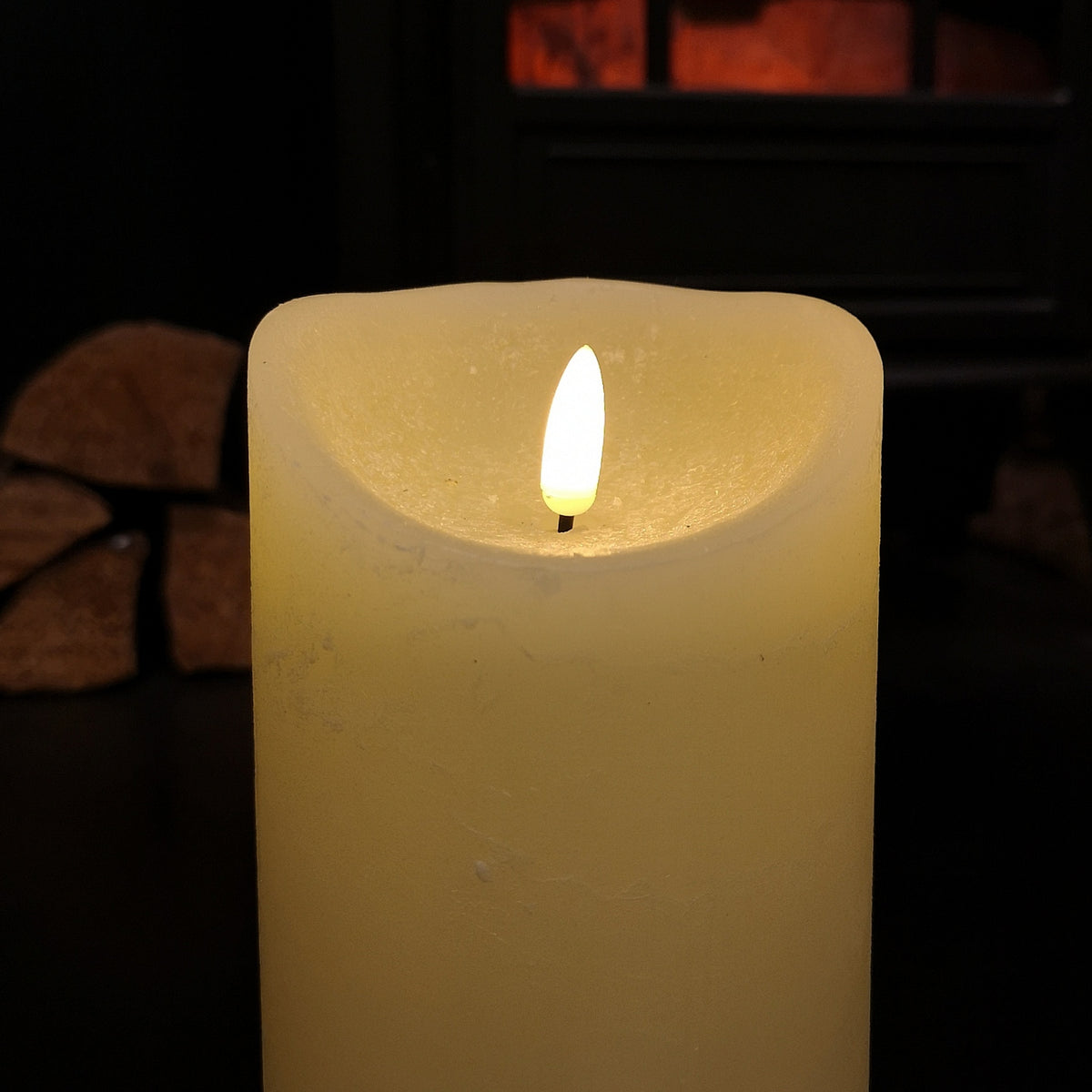 18cm Premier Christmas Cream Flickerbright Candle with Timer