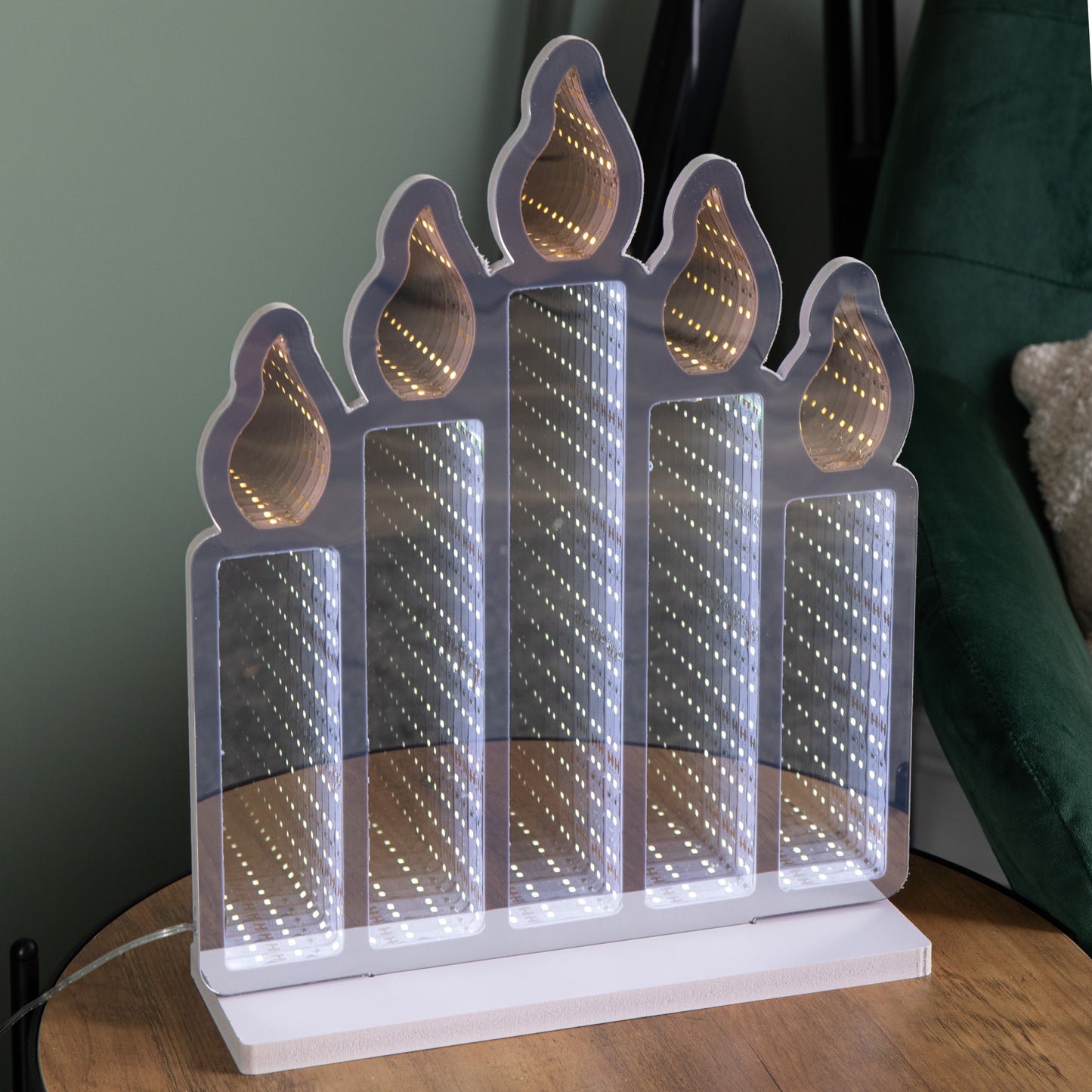 40cm Light up Standing Candlebridge with Flickering Flame Christmas Infinity Mirror