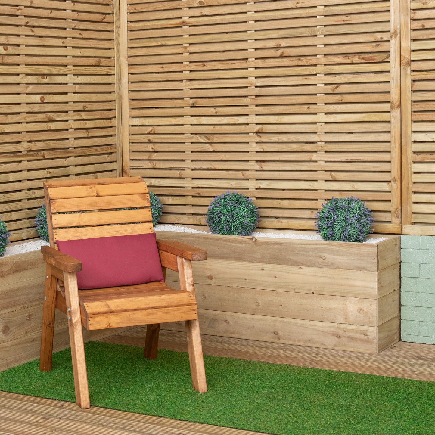 52 x 20cm Back Cushion for Single Wooden Garden Chair in Burgundy
