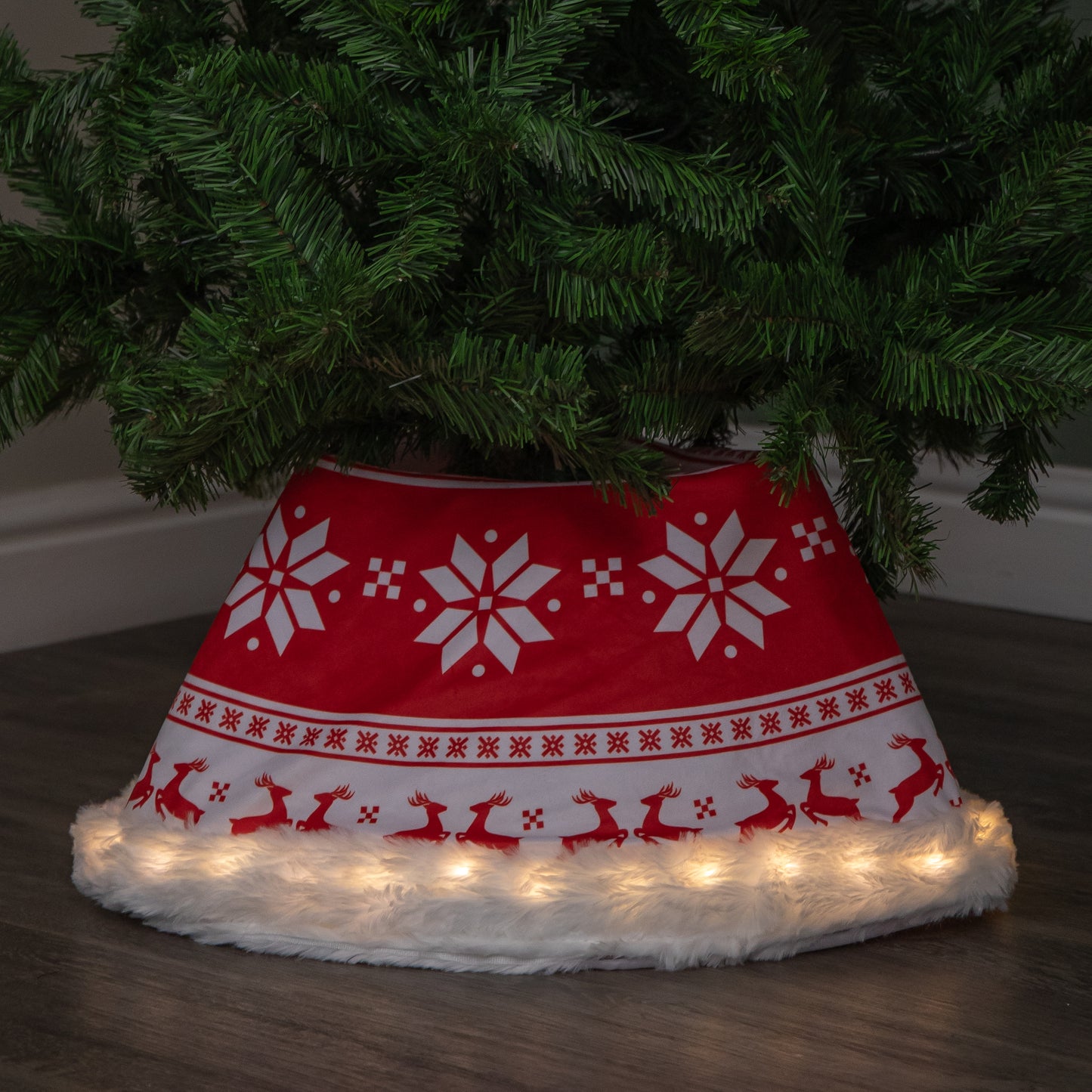 60cm USB Powered Light up Snowflake & Reindeer Christmas Tree Collar with LEDs