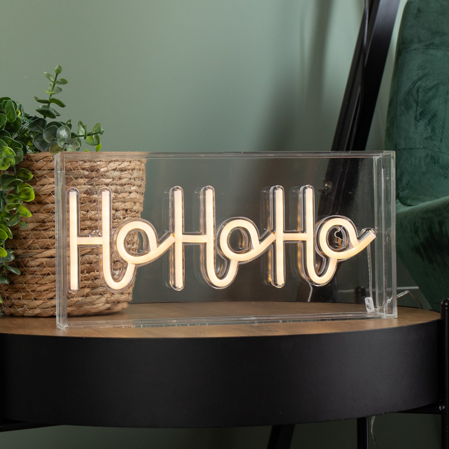 15cm x 30cm Light up Christmas Ho Ho Ho Neon Flex Sign with Warm White LEDs