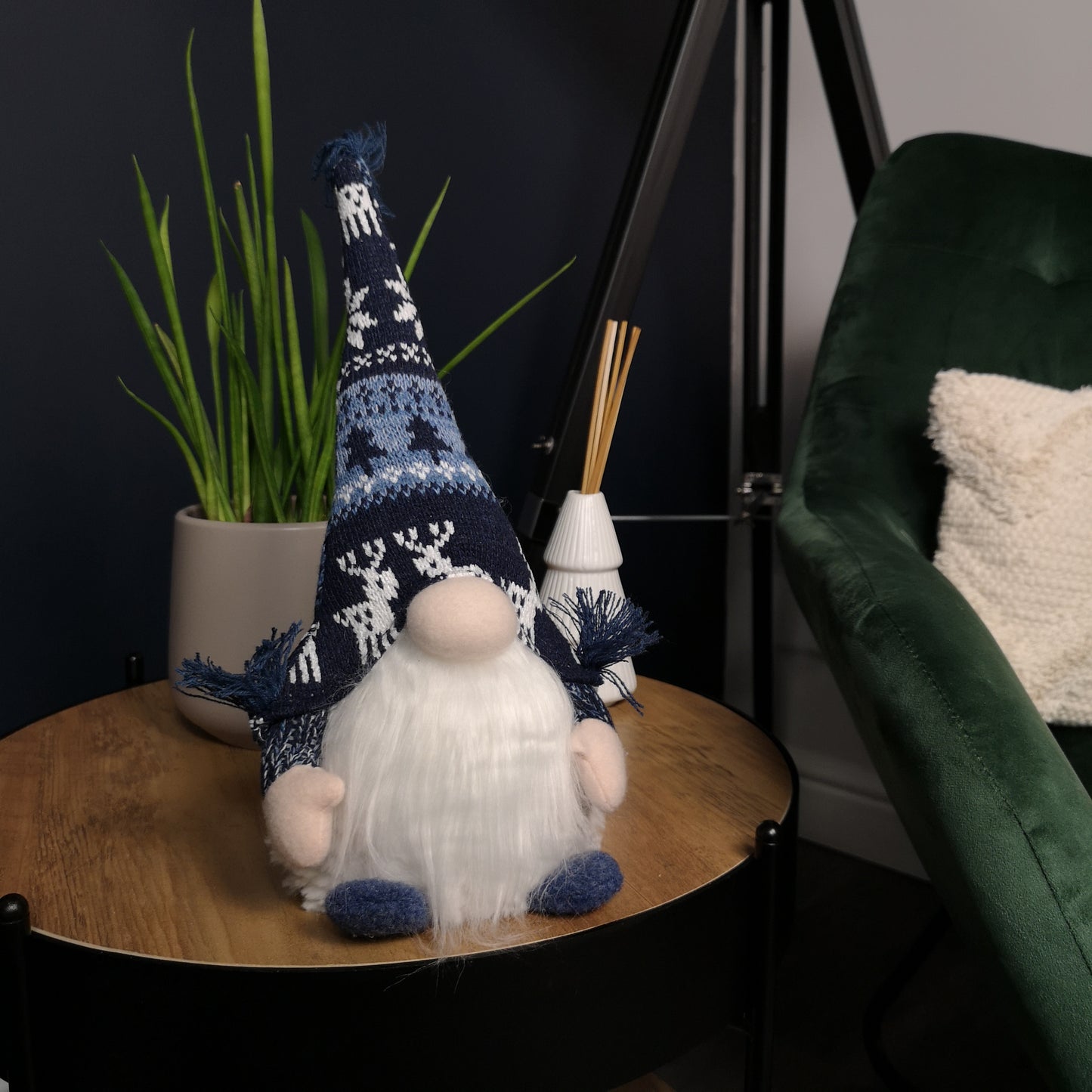 35cm Battery Operated Light up Sitting Christmas Gonk in Dark Blue