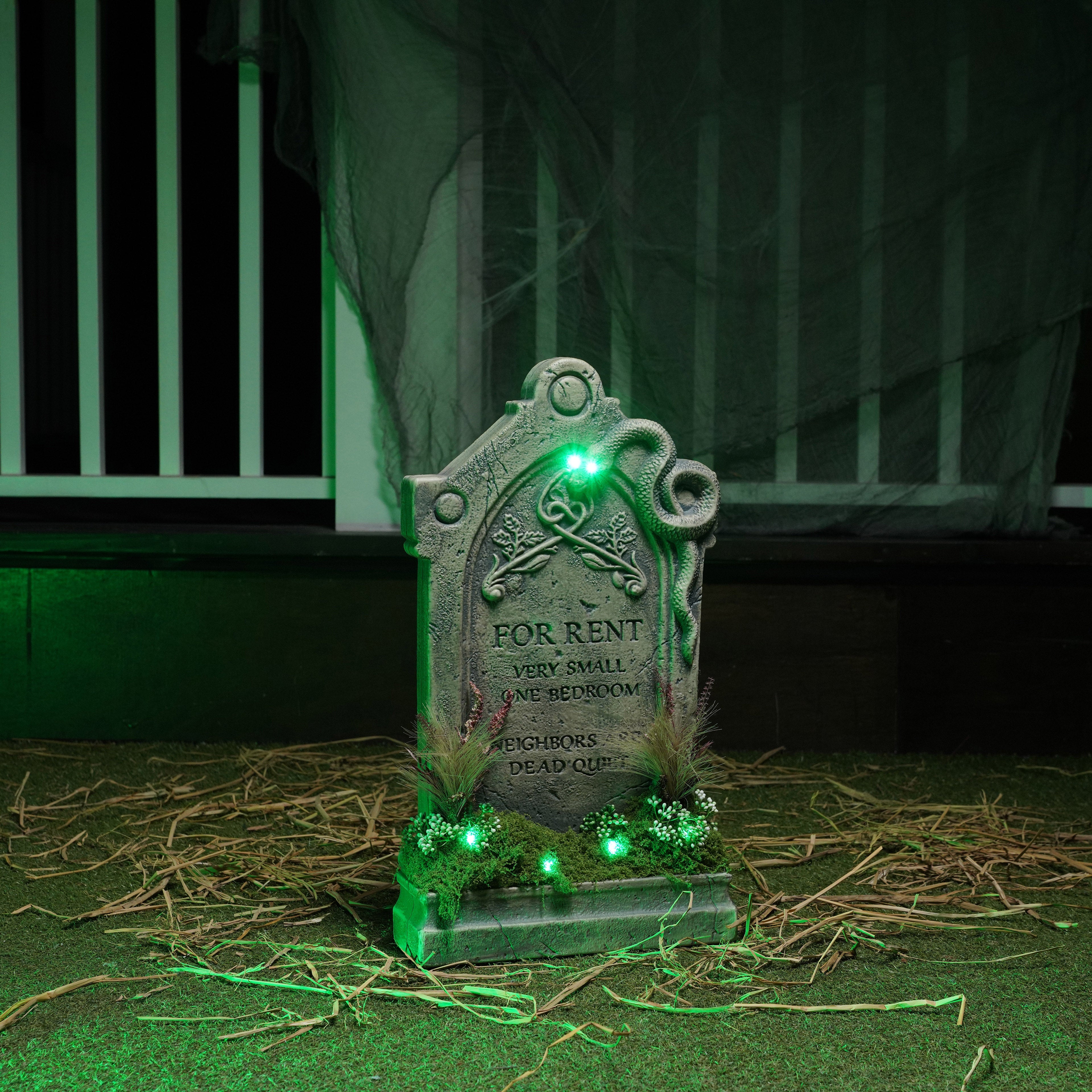 60cm (2ft) "For Rent" Halloween Graveyard Tombstone with LED Lights