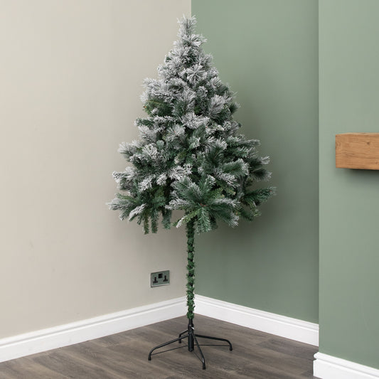 6ft Space Saving Snow Flocked Christmas Tree with Metal Stand