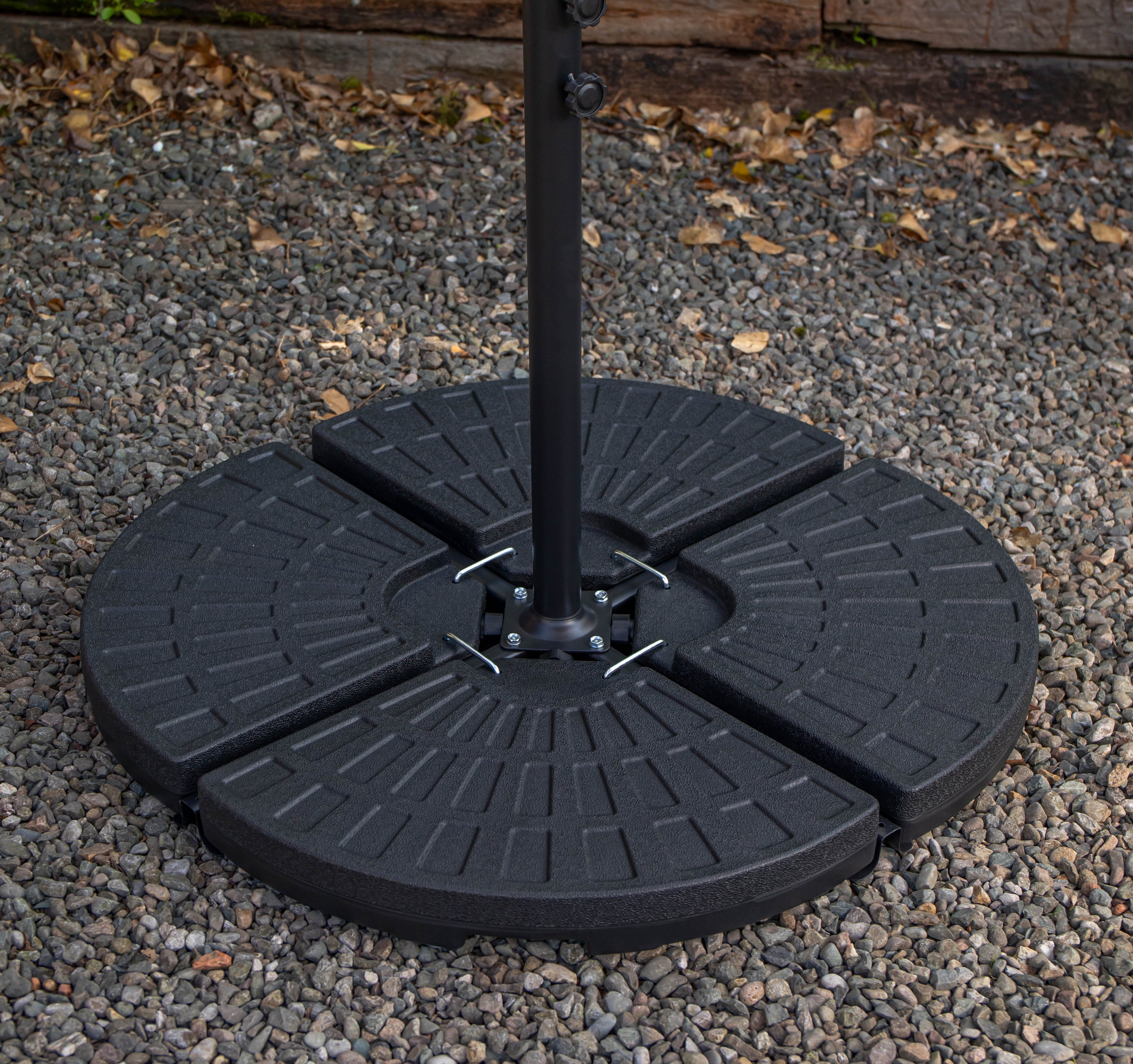 4 Pack 52/70Kg Decorative Round Water / Sand Filled Black Hanging / Banana / Cantilever Garden Patio Decking Parasol Base Weight