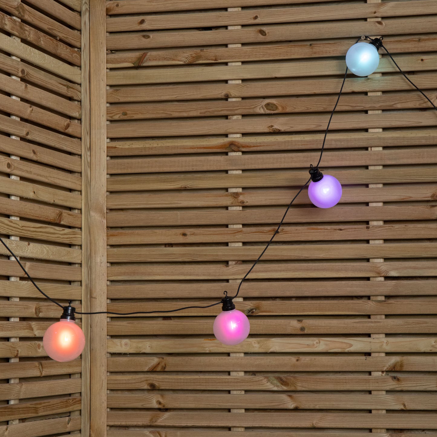 4.5m Set of 10 Frosted Ball Style Cap String Lights with Filament in Rainbow