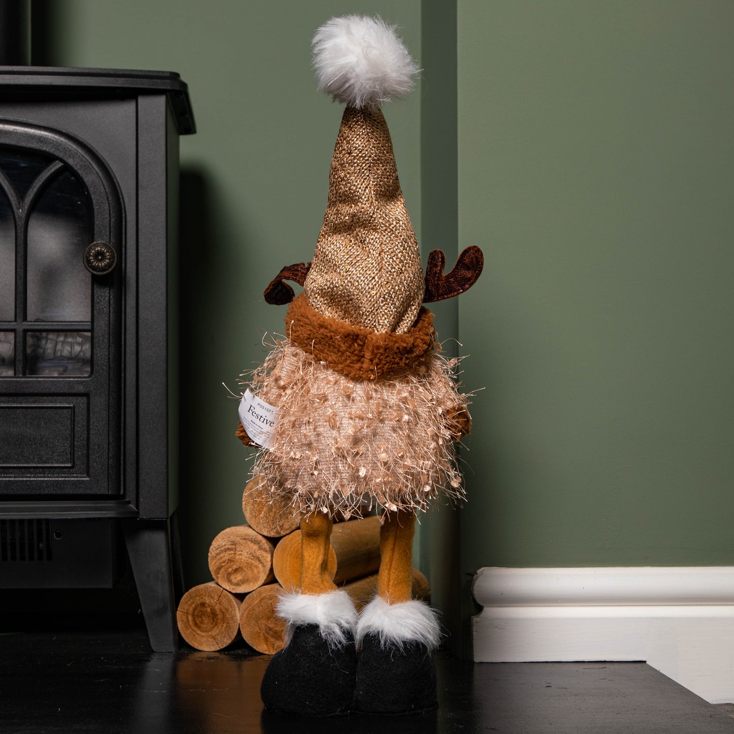 46cm Battery Operated Light up Standing Christmas Reindeer Gonk with Warm White LEDs