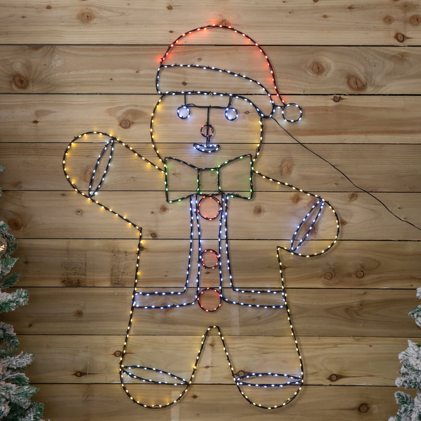 1.2m x 90cm Light up FlexiBright Gingerbread Man Decoration with 456 Twinkling Multi-Coloured LEDs