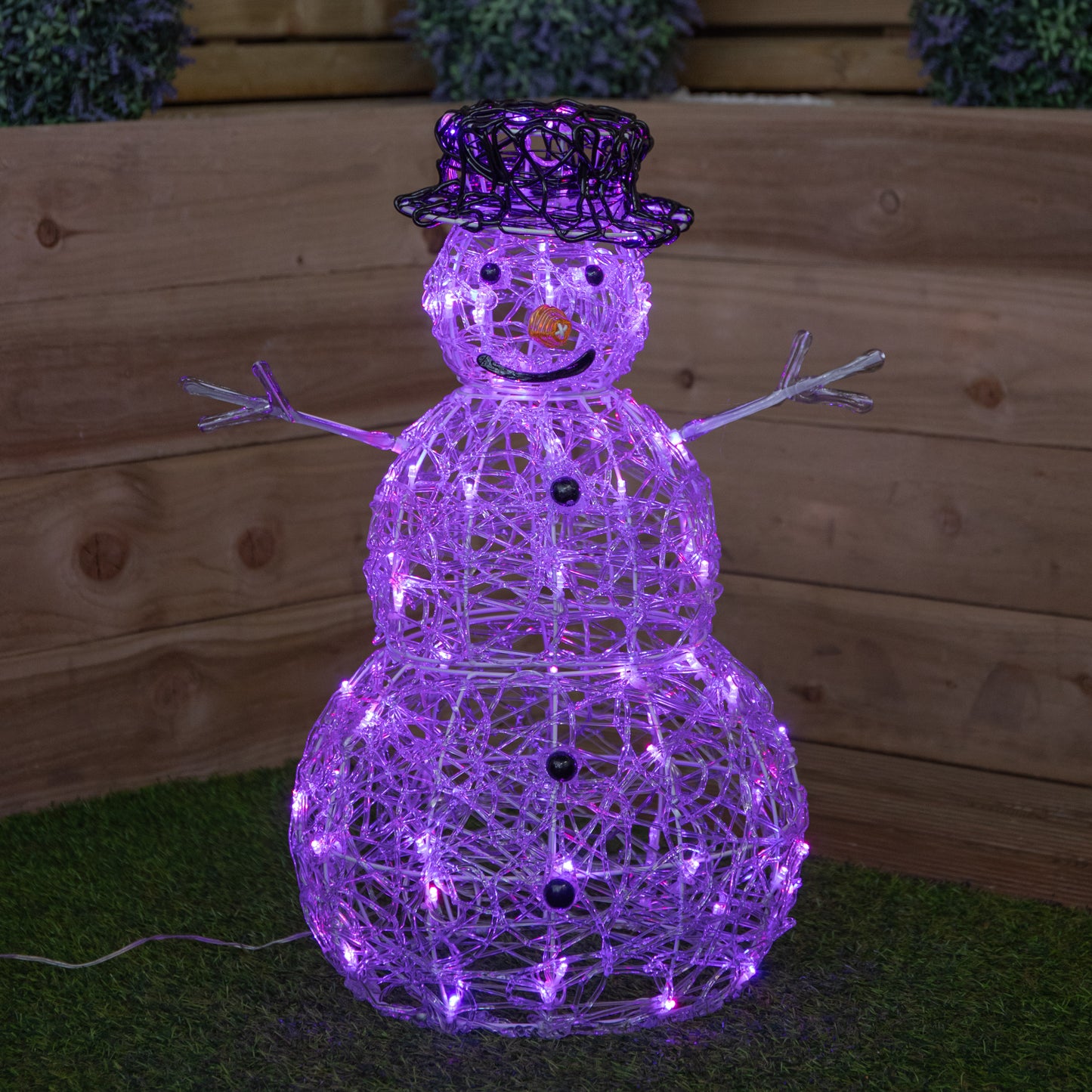 60cm Light up Acrylic Christmas Snowman with 80 Colour Changing LEDs