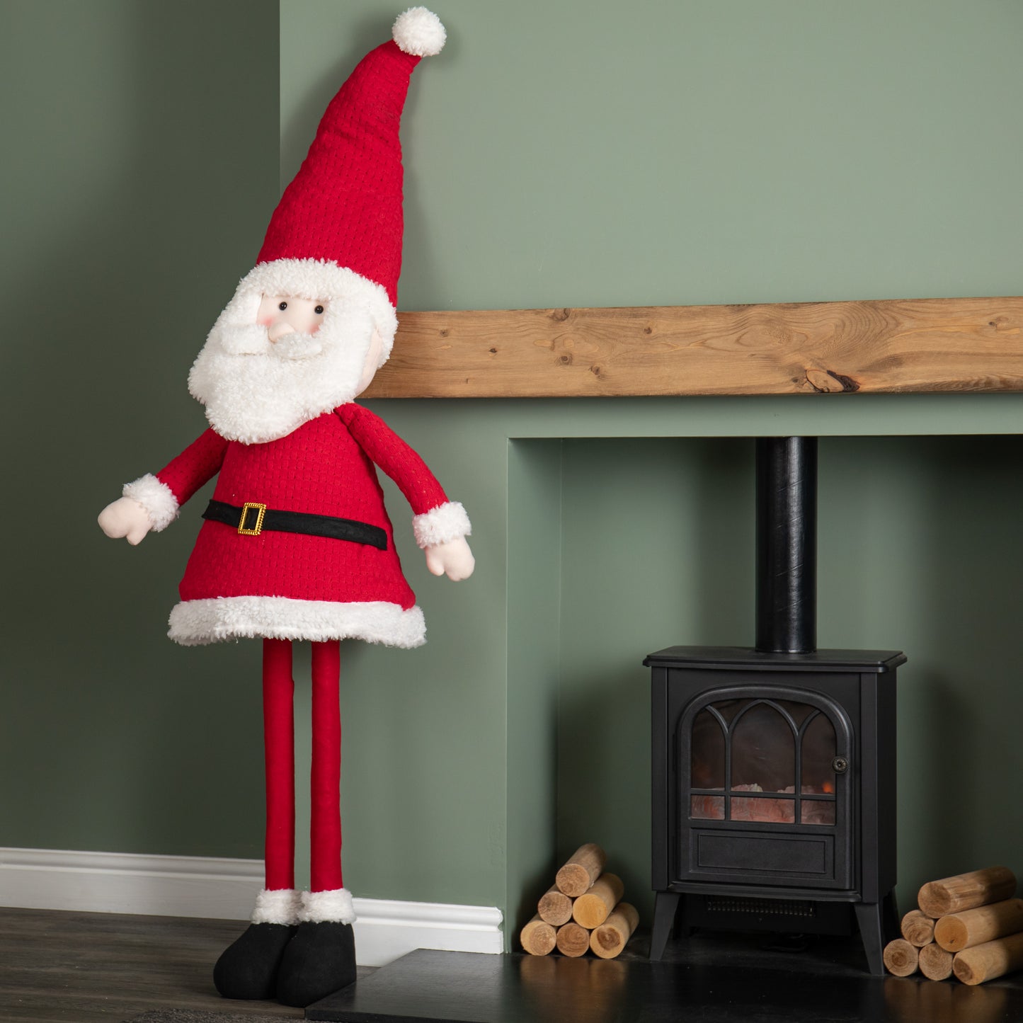 1.8m Tall Extendable Plush Santa Decoration with Telescopic Legs