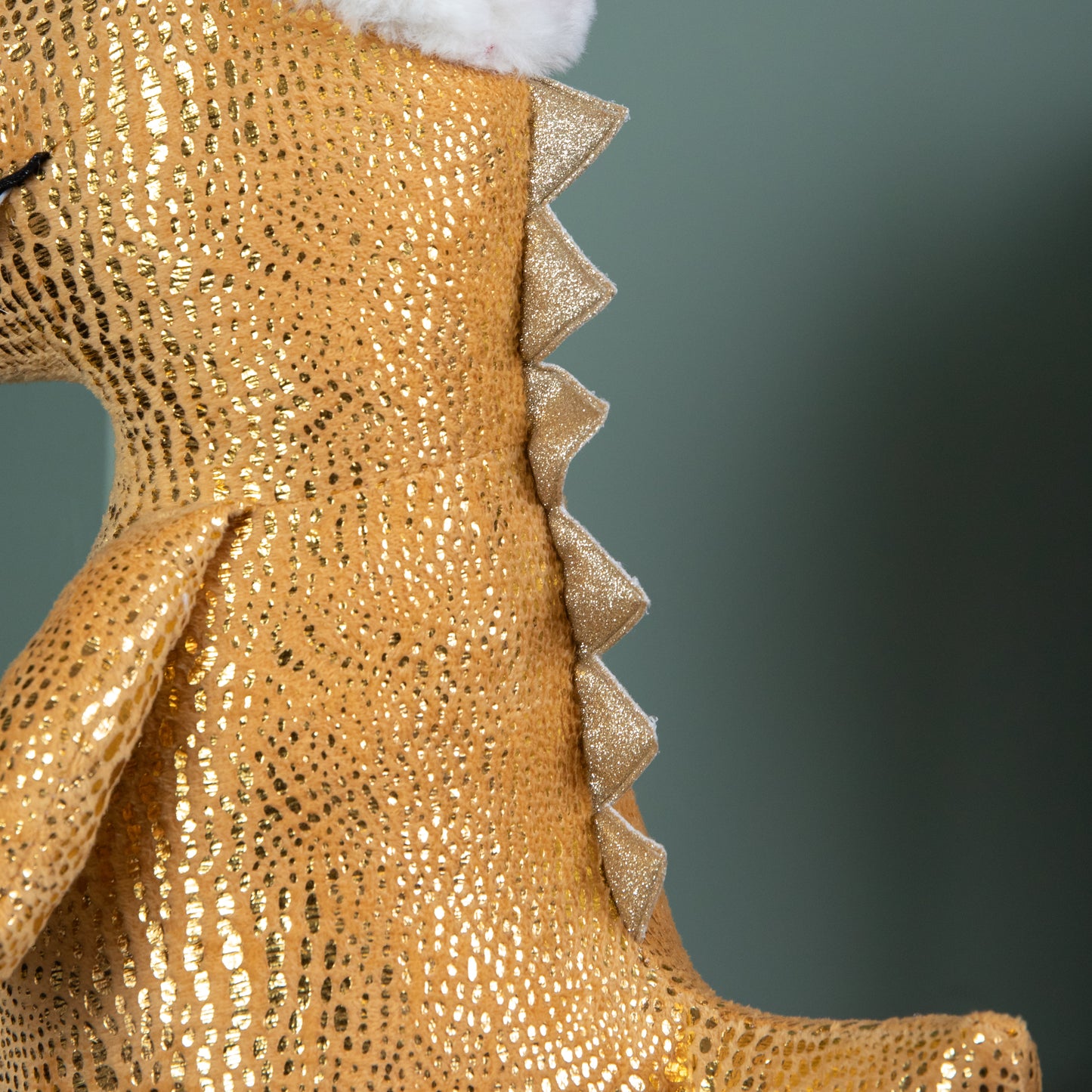 60cm Gold Plush Tyrone-Rex Dino Standing Christmas Decoration with Santa Hat