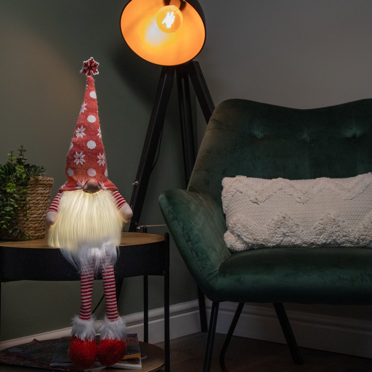 69cm Battery Lit Christmas Gonk Decoration with Dangly legs in Red