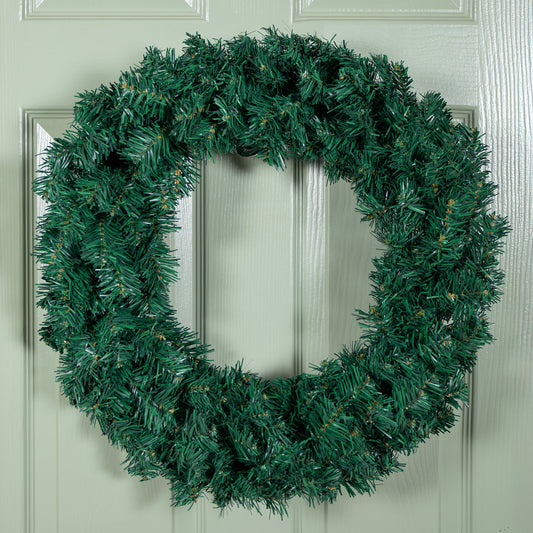 60cm Samuel Alexander Plain Green Artificial Hanging Christmas Wreath with 160 Tips