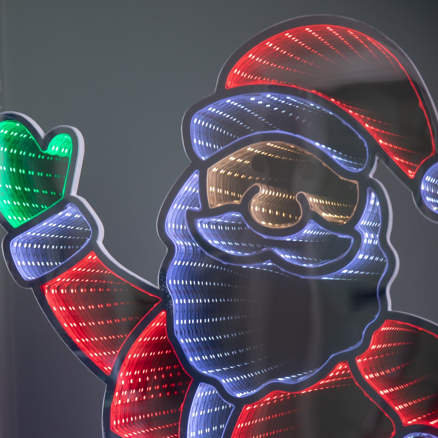 59cm Light up Waving Santa Infinity Christmas Decoration with Multi-Coloured LEDs