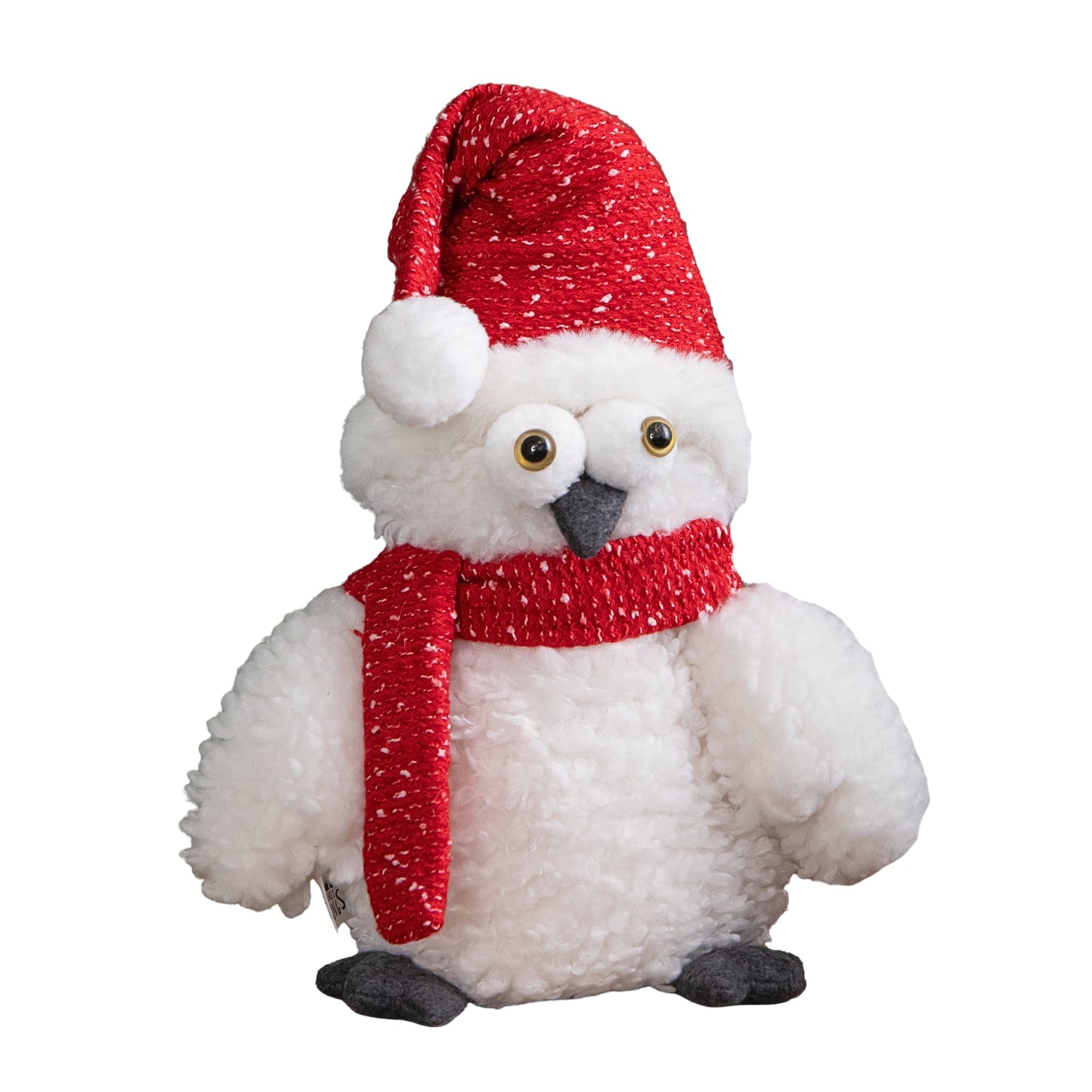 30cm Plush Christmas Goggle Owl Decoration with Santa Hat