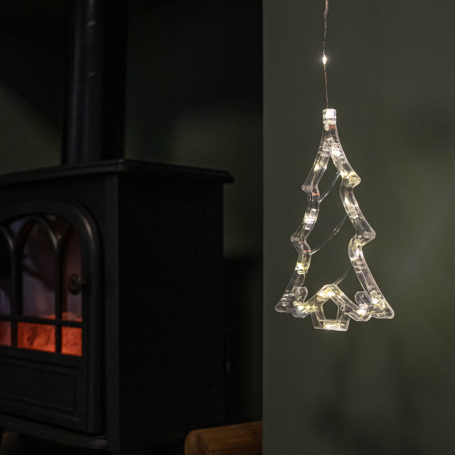 20cm Battery Operated Light up Christmas Tree Window Decoration with Warm White LEDs