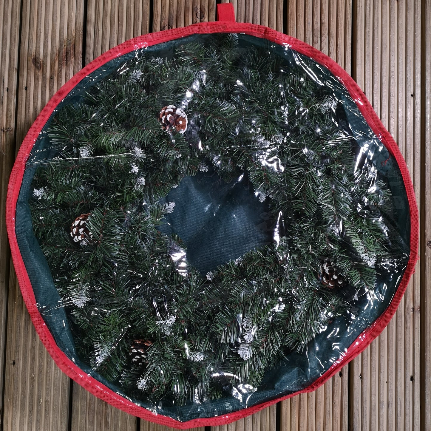 65cm Green Christmas Wreath Decoration Storage Bag with Zip and Carry Handle