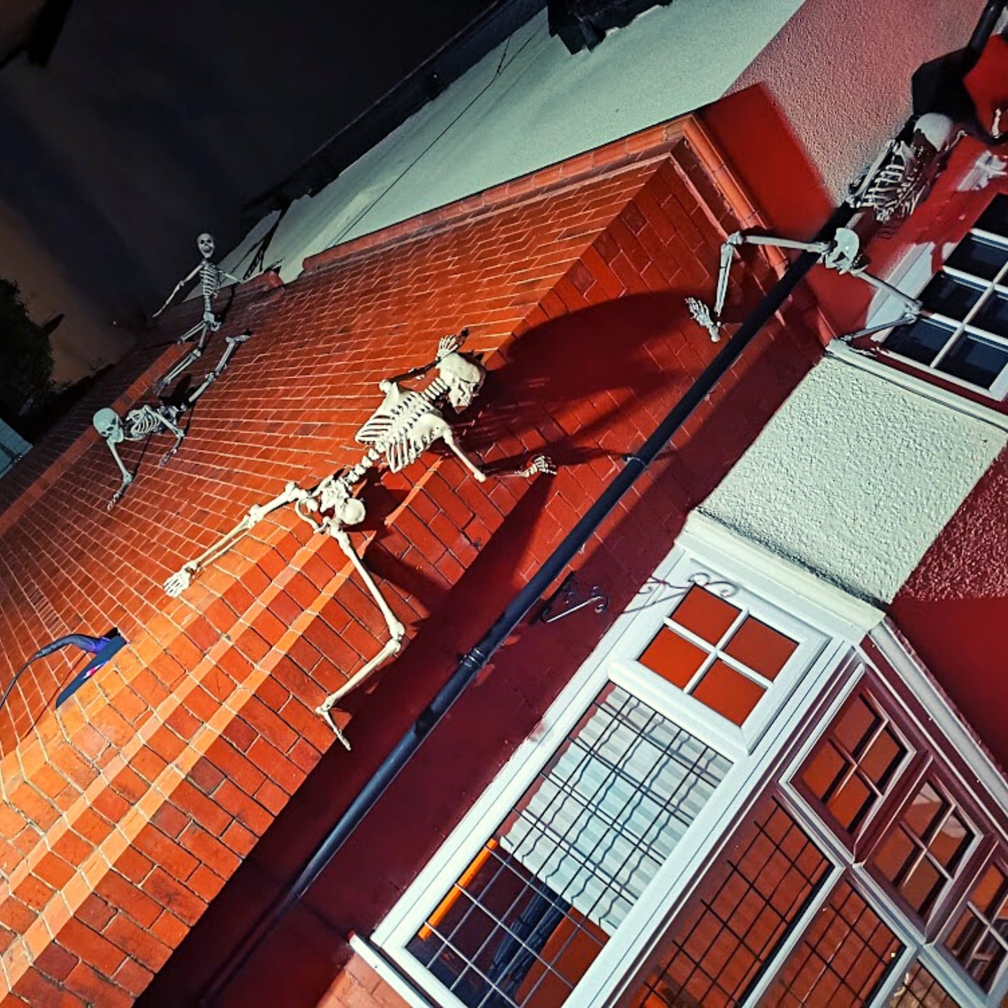 5ft (150cm) Posable Full Body Halloween LED Skeleton Decoration with Movable Joints and LED Eyes