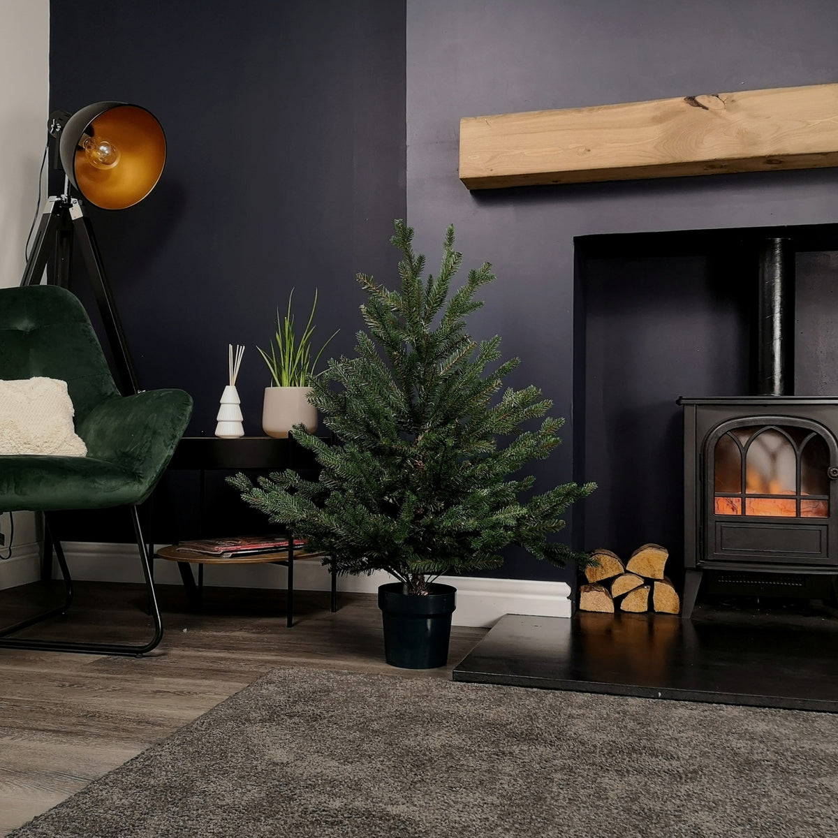 3ft (90cm) Premier Potted Green PE PVC Glenshee Spruce Christmas Tree 537 Tips