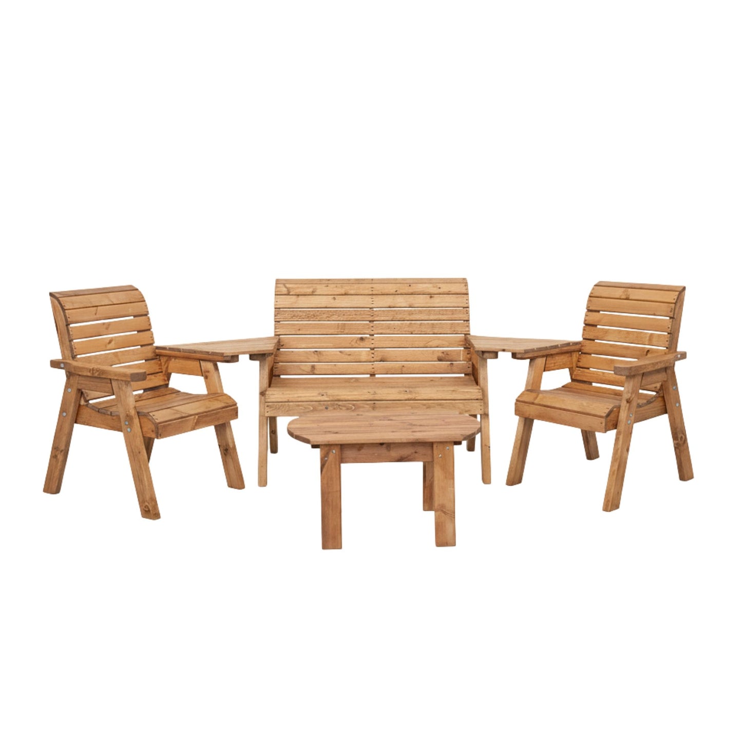 4 Seater Chunky Wooden Garden Furniture Set with Coffee Table