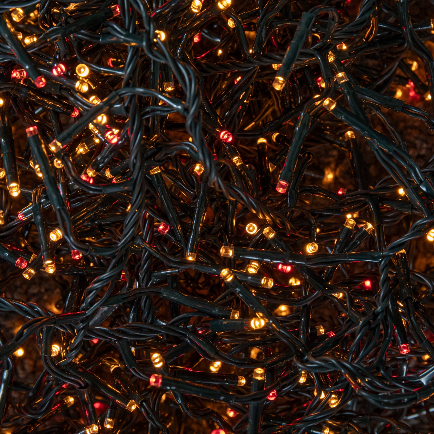 18.5m 1440 LED Christmas Cluster Multi-Action String Lights with Timer in Red & Vintage Gold