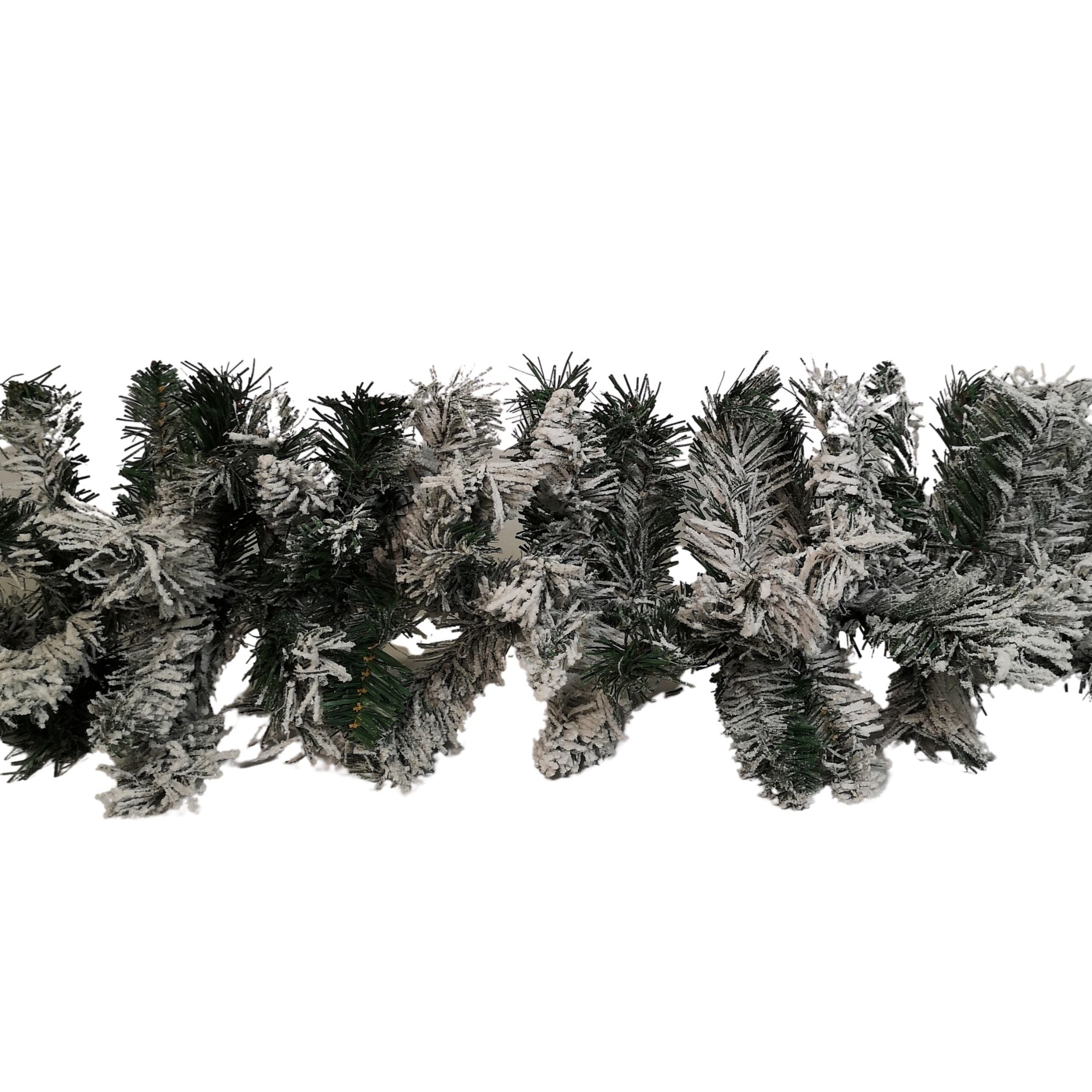 2.7m Green Snow Flocked Christmas Garland with 190 Tips