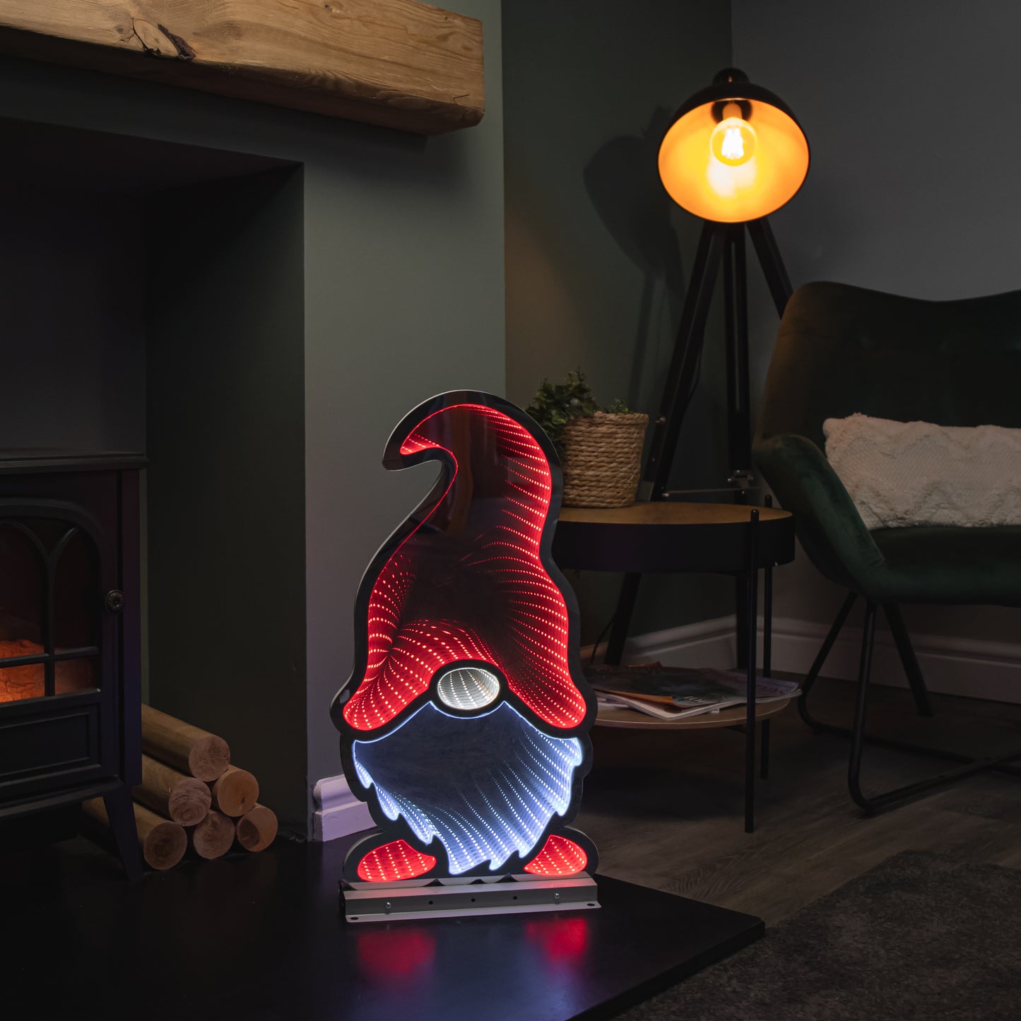 60cm Light up Christmas Gonk in Red Hat Infinity Decoration with LEDs