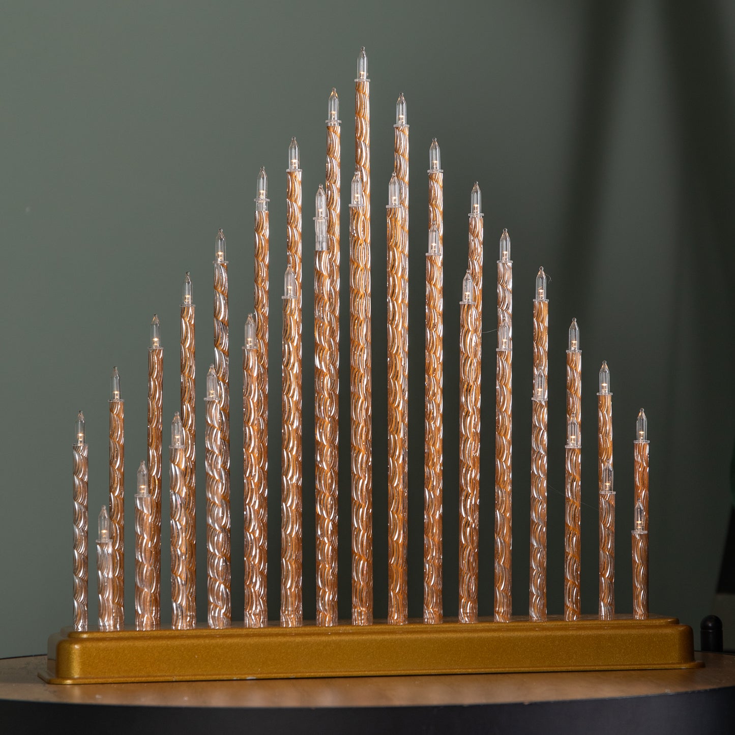 33cm Battery Operated Gold Light up Christmas Candle Bridge with 33 Warm White LEDs