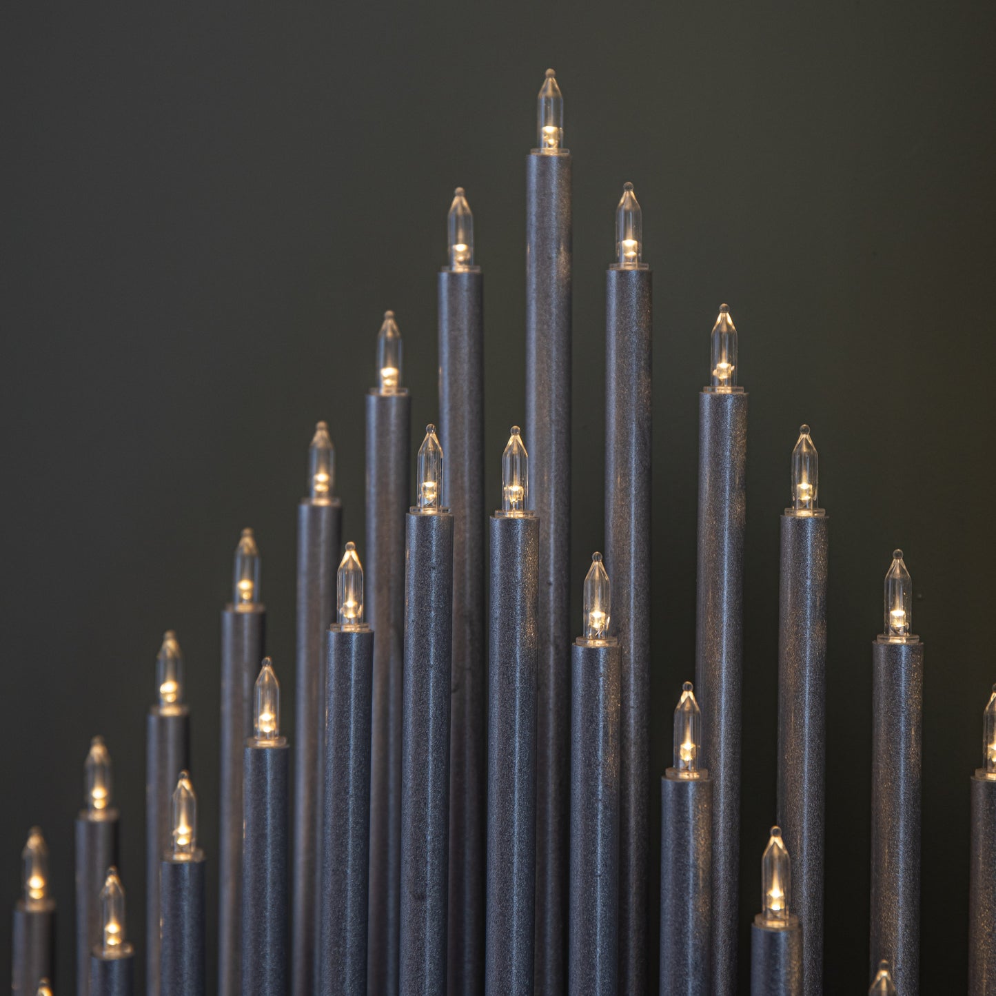 34cm Battery Operated Light up Christmas Candlebridge in Silver with Warm White LEDs