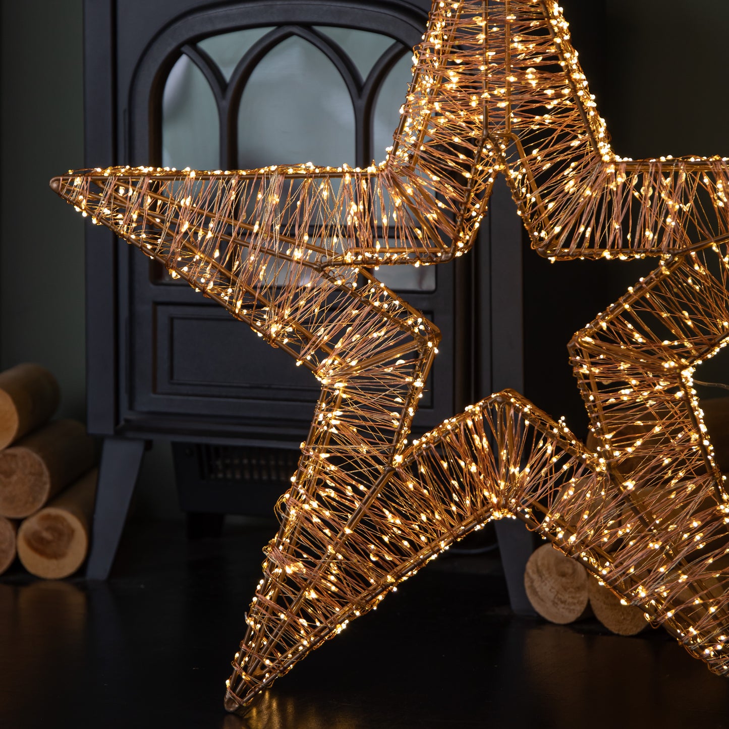 60cm Light up Metal Gold Christmas Star Sculpture Decoration with 1700 Warm White LEDs