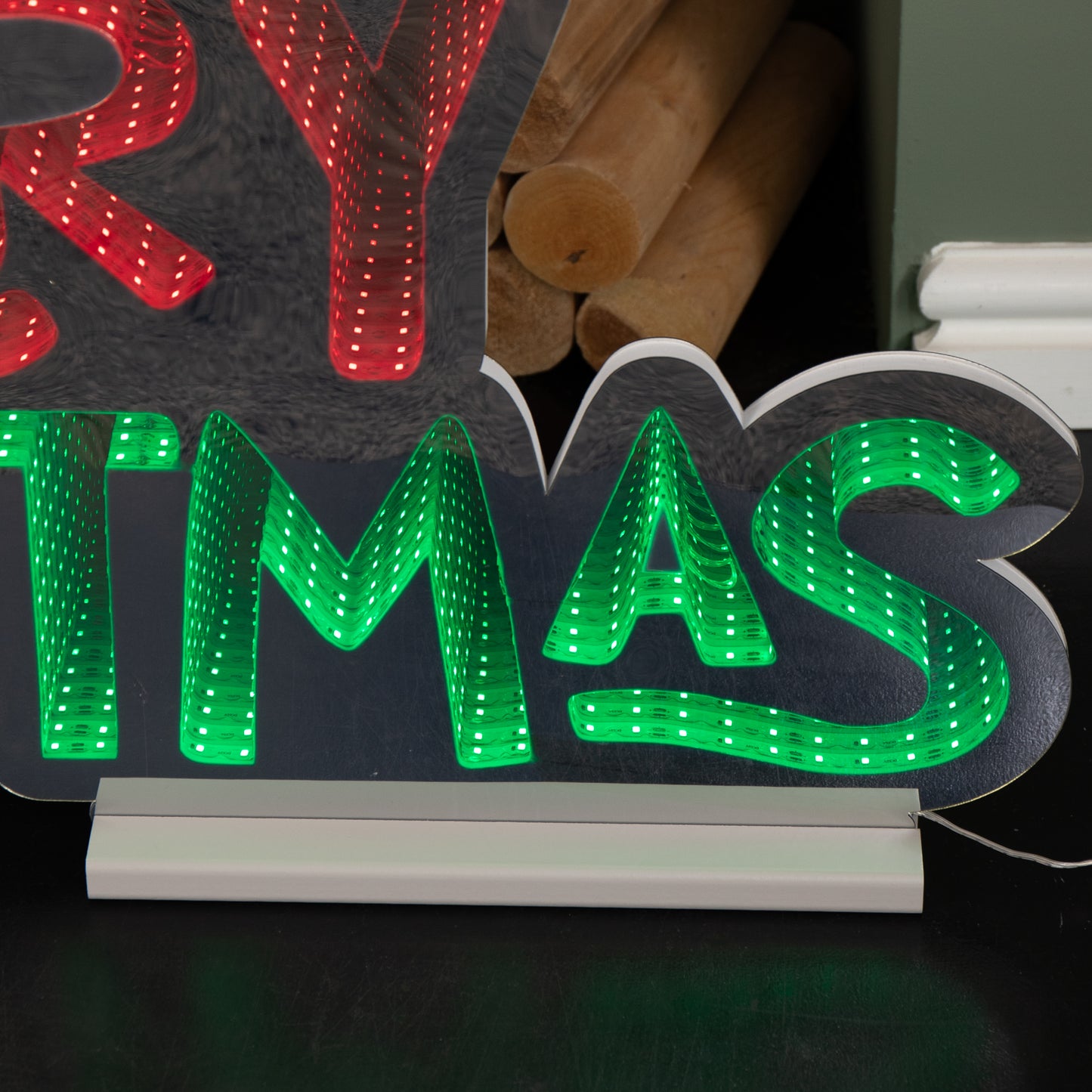 1m Light up Merry Christmas Infinity Light Decoration with Red and Green LEDs