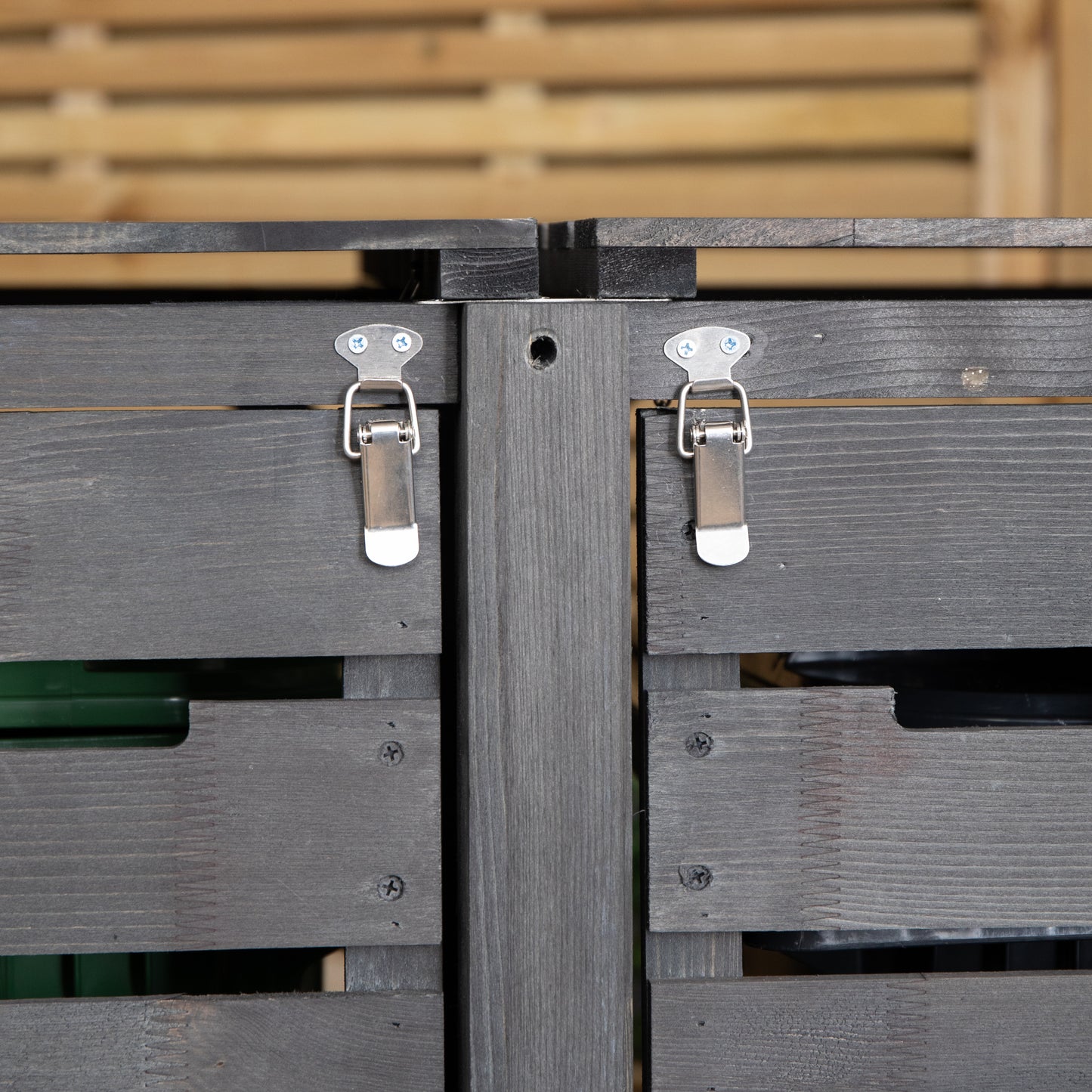 1.43m x 1.16m Outdoor Wooden Garden Double Wheelie Bin Store Storage for 2 Bins in Anthracite